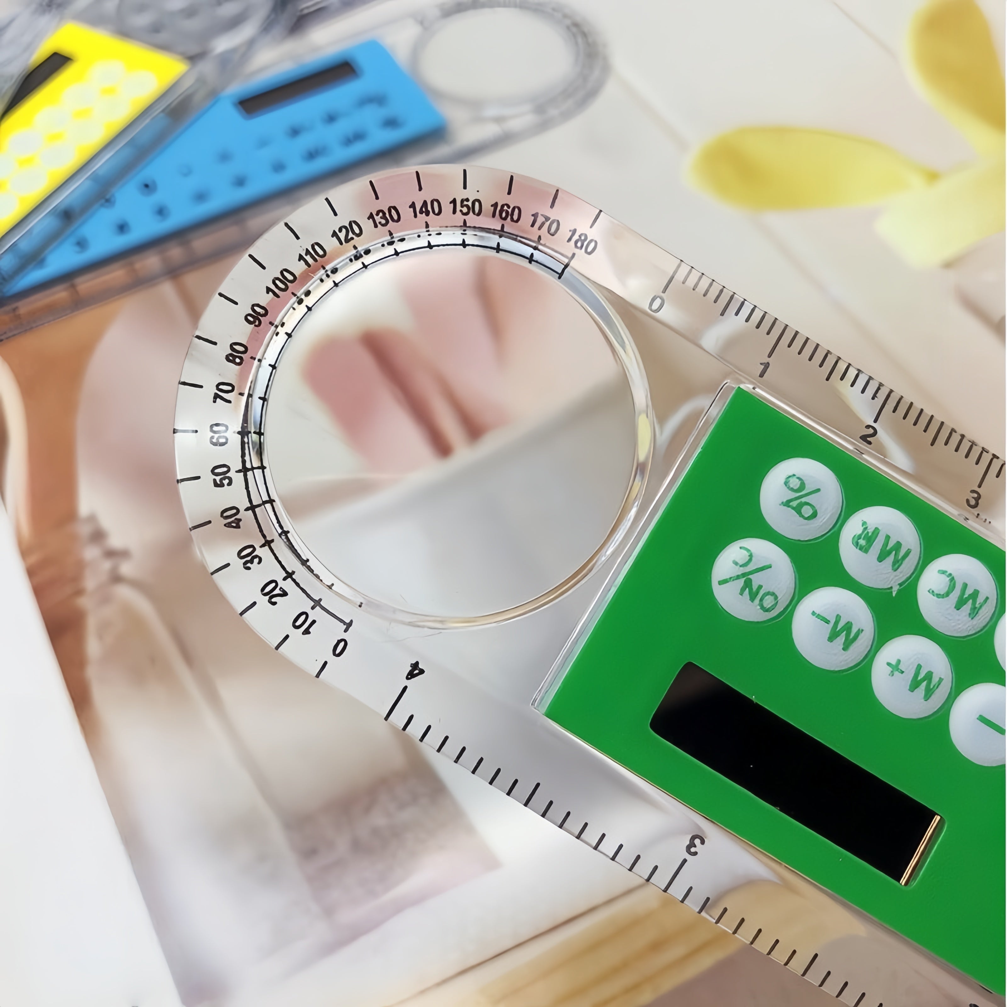 Solar-Powered Magnifying Glass Calculator Ruler