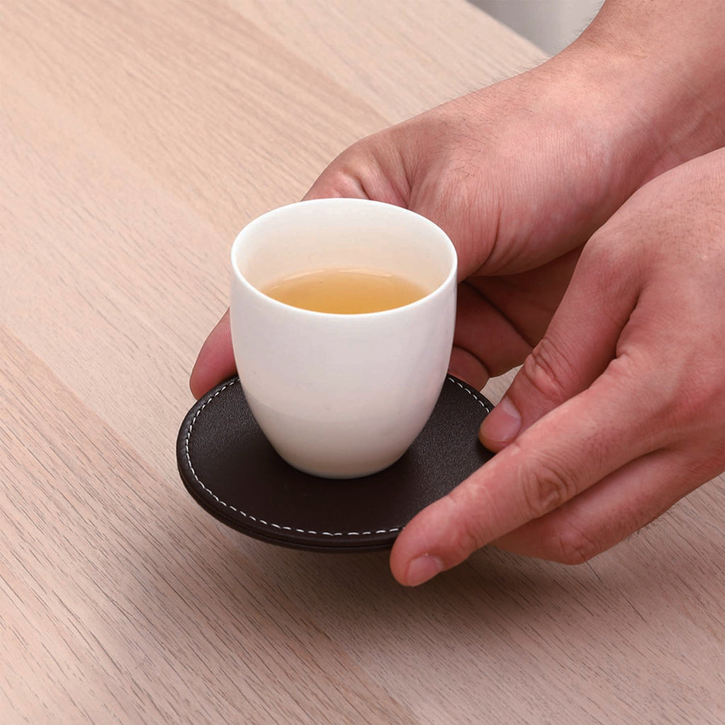 Leather Coaster With Holder