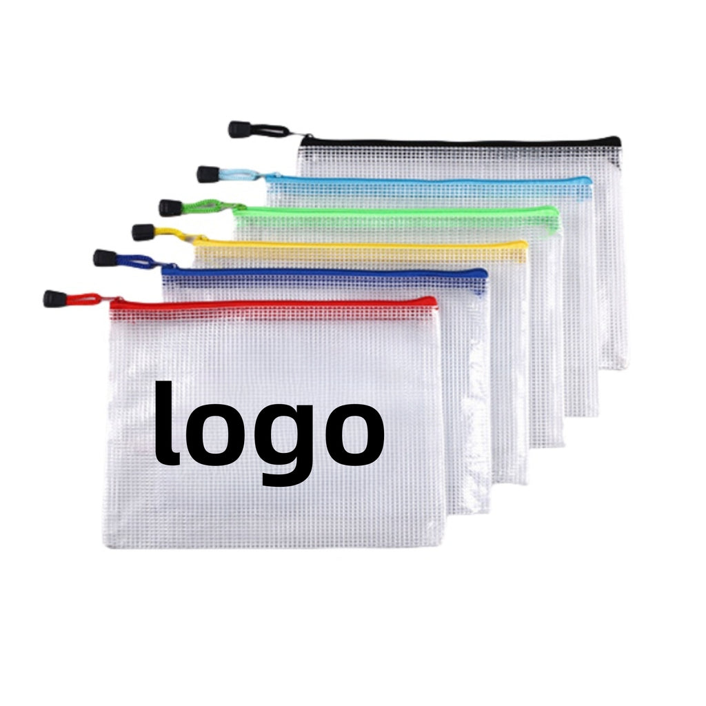 Thickened Waterproof Zipper Type Transparent Mesh A4 Document Bag