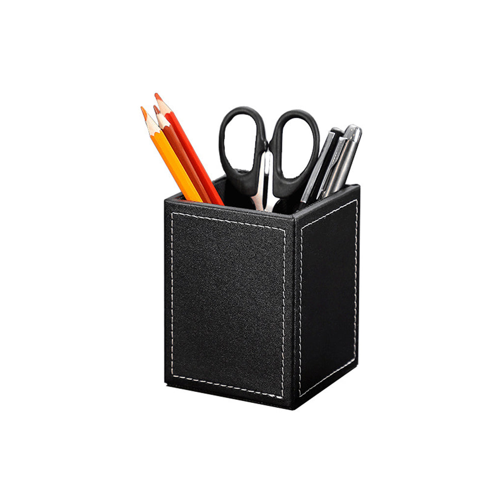 PU Leather Square Pens Pencils Holder