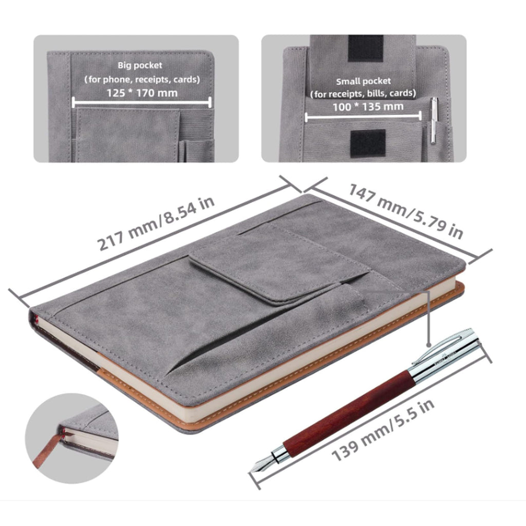 Leather Notebook with Storage Pouch
