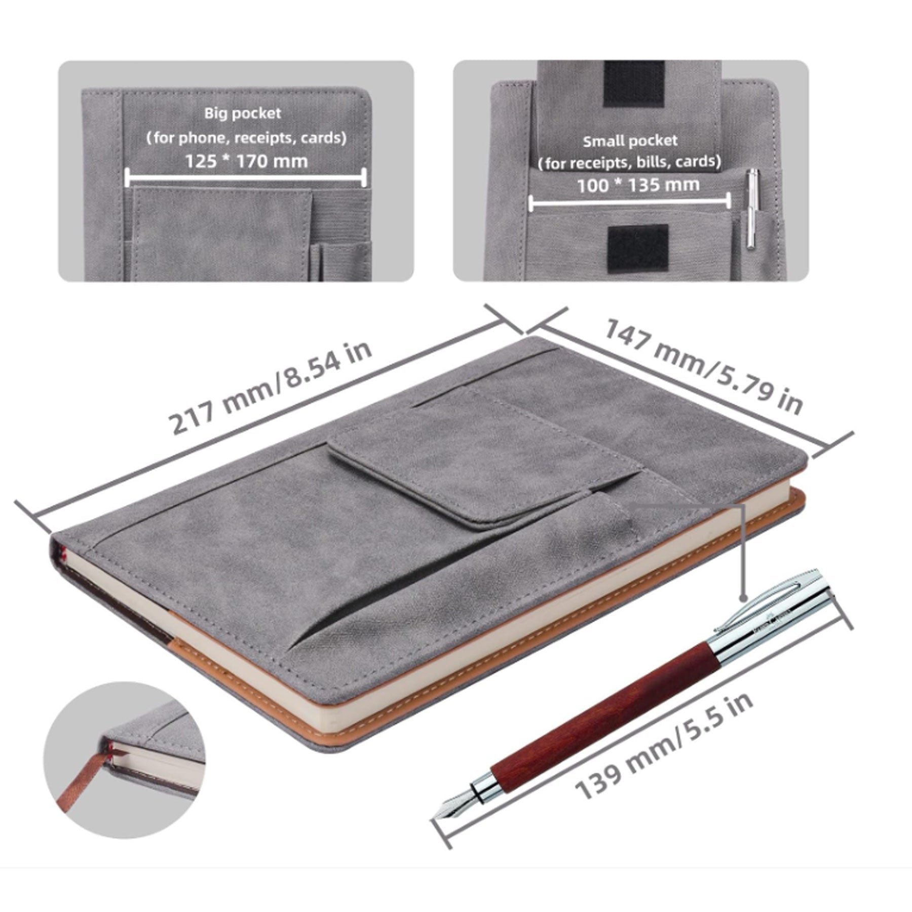 Leather Notebook with Storage Pouch