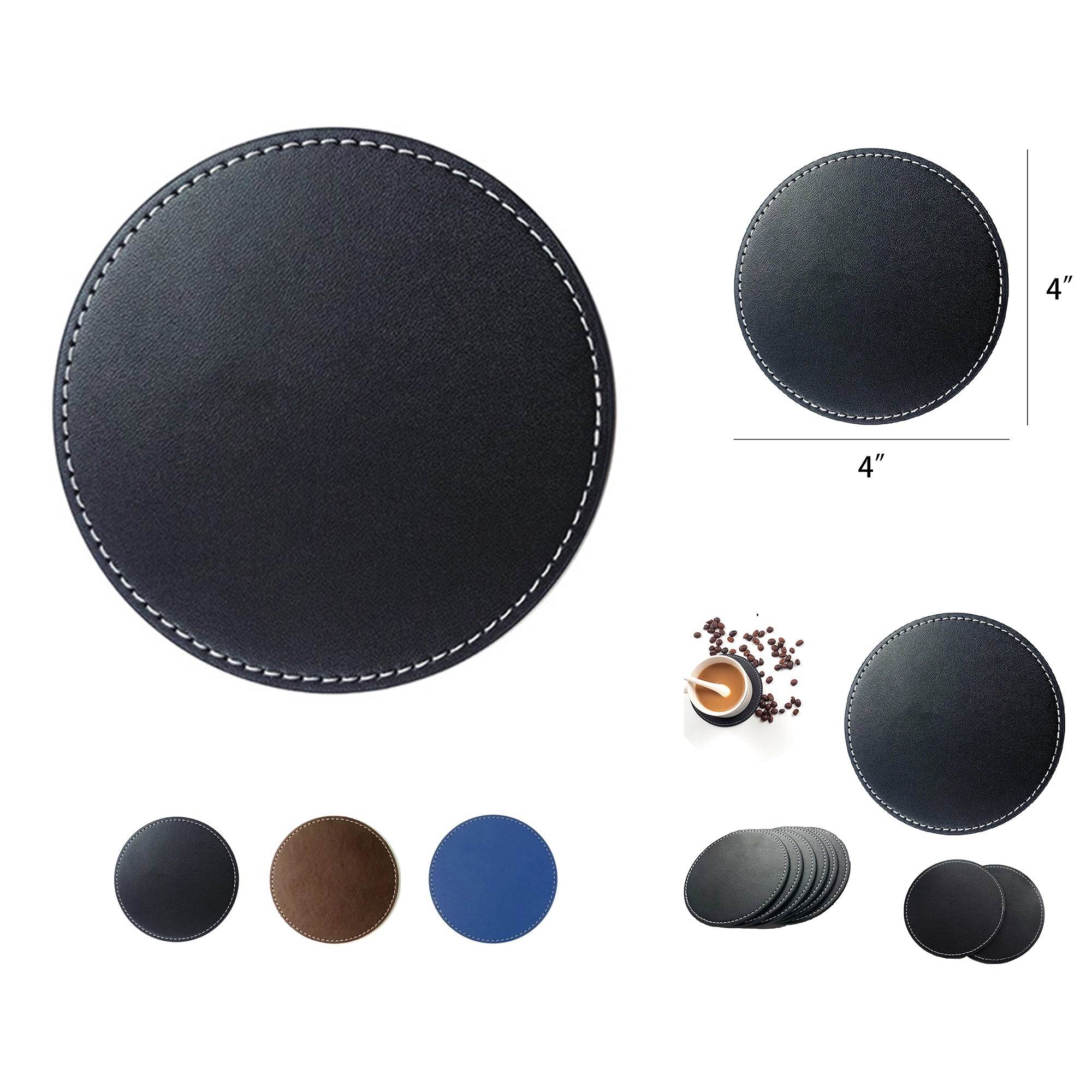 Round Leather Coasters for Drinks