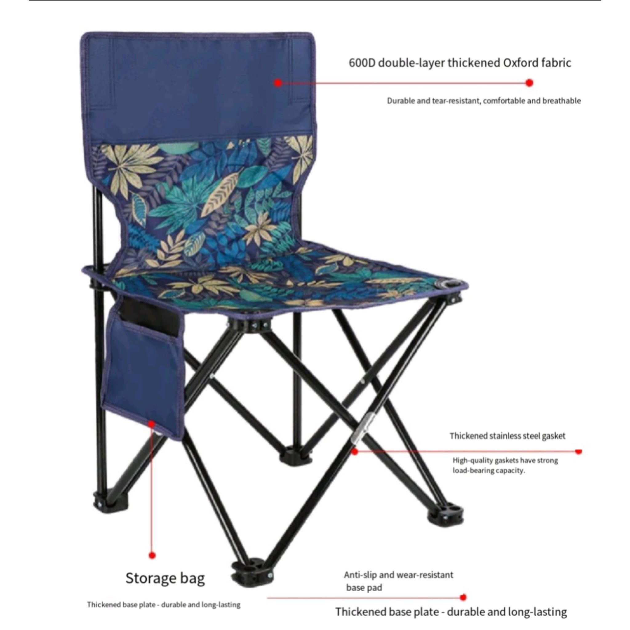 600D Oxford Fabric Folding Camping Chair With Backrest