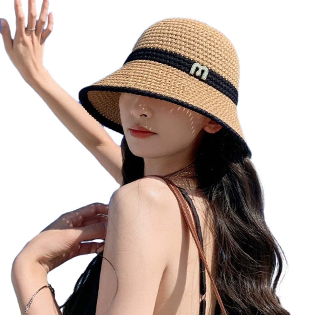 Letter Decor Women Sun Protection Fashionable Bucket Hat