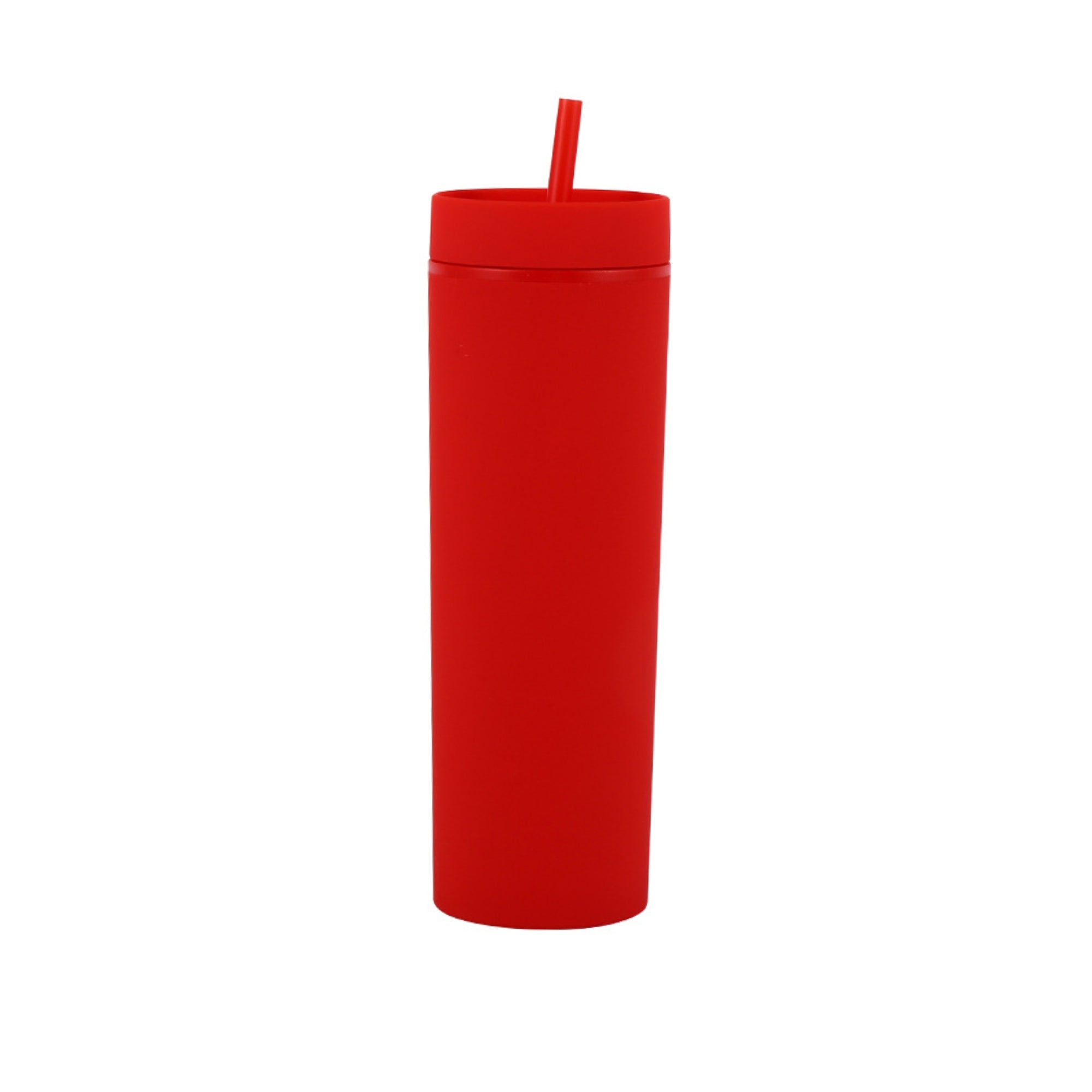16Oz Double Wall Skinny Tumbler With Straw