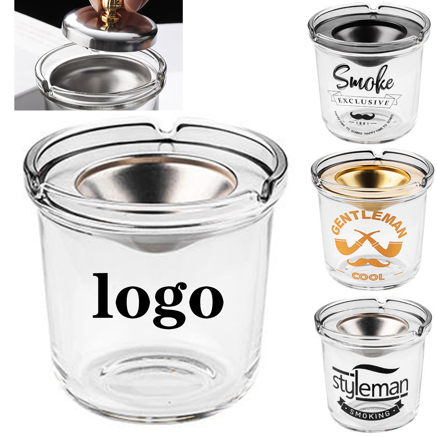 Stainless Steel Smokeless Odorless Windproof Ashtrays