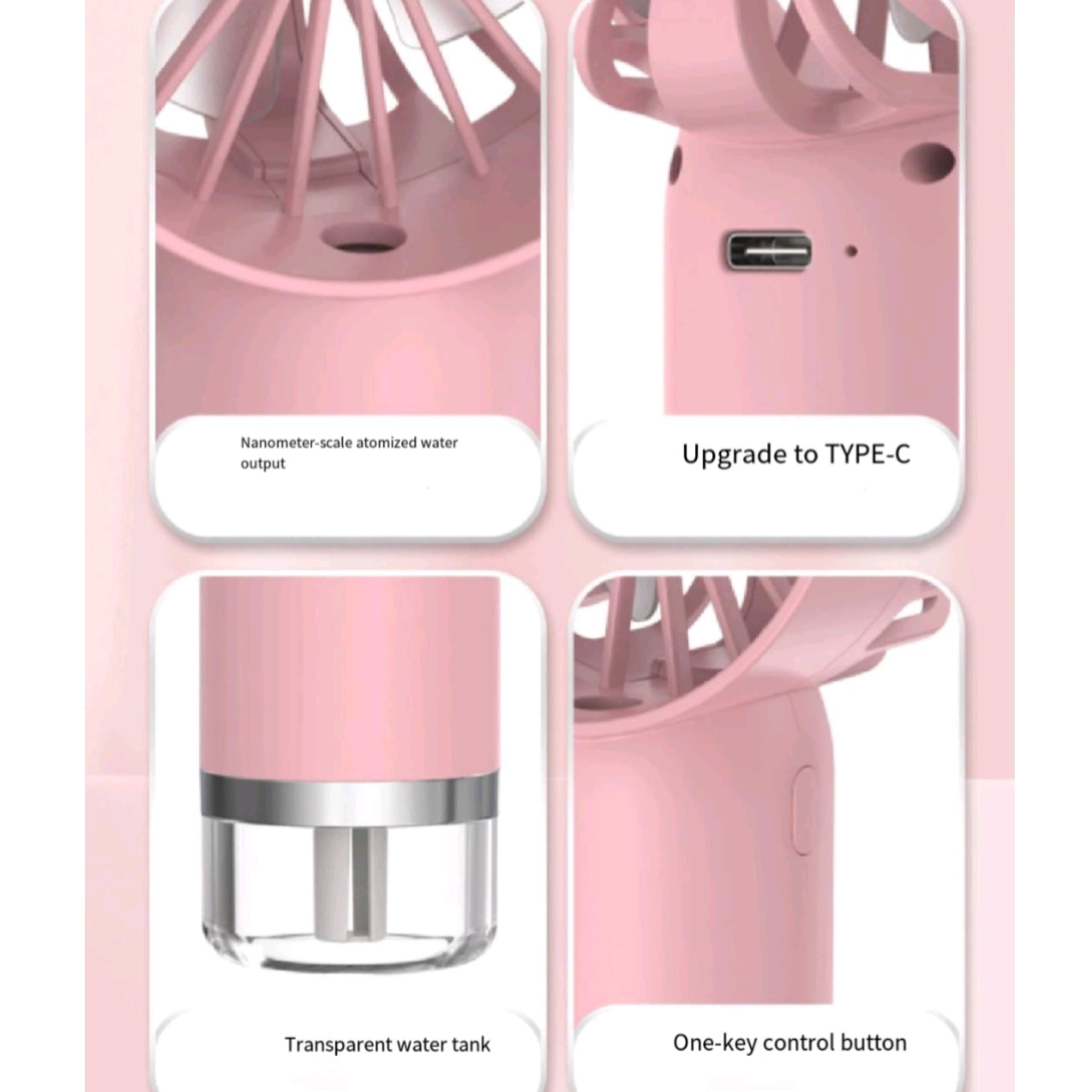 Handheld Mist Fan Cooling Portable USB Rechargeable Outdoor