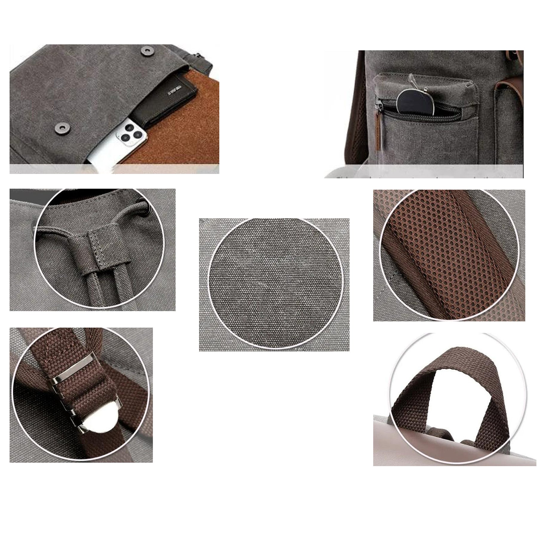 Canvas Leather Travel Laptop Backpack