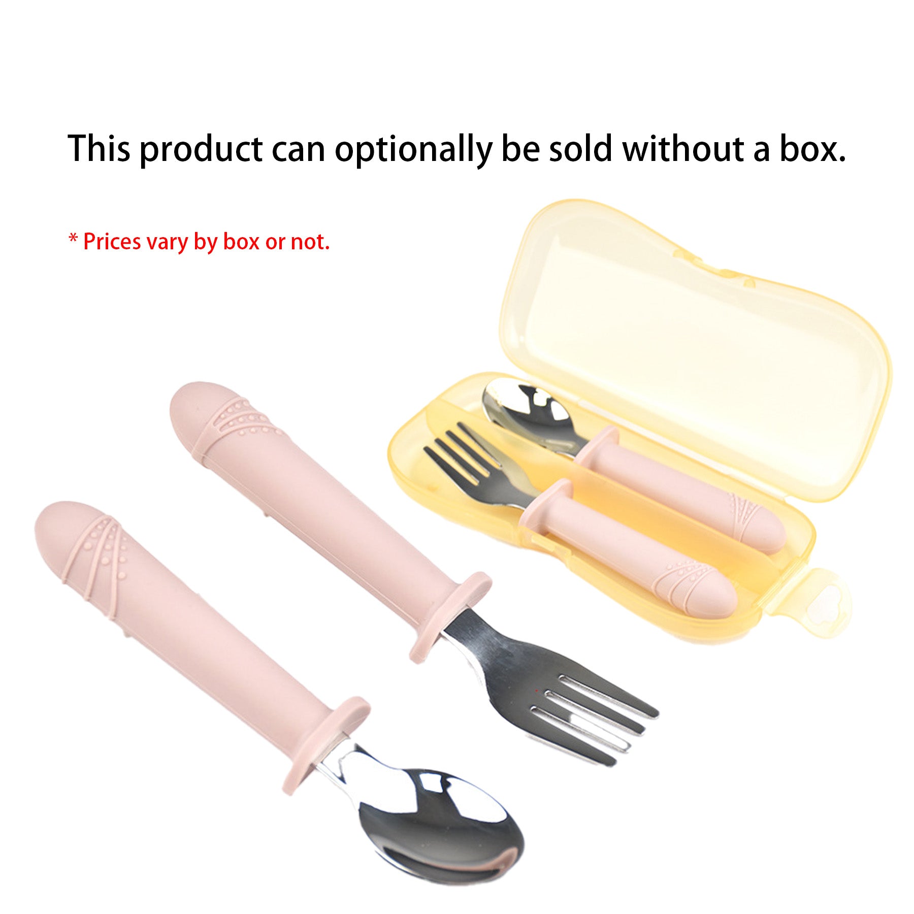 Fork And Spoon Set With Silicone Handle