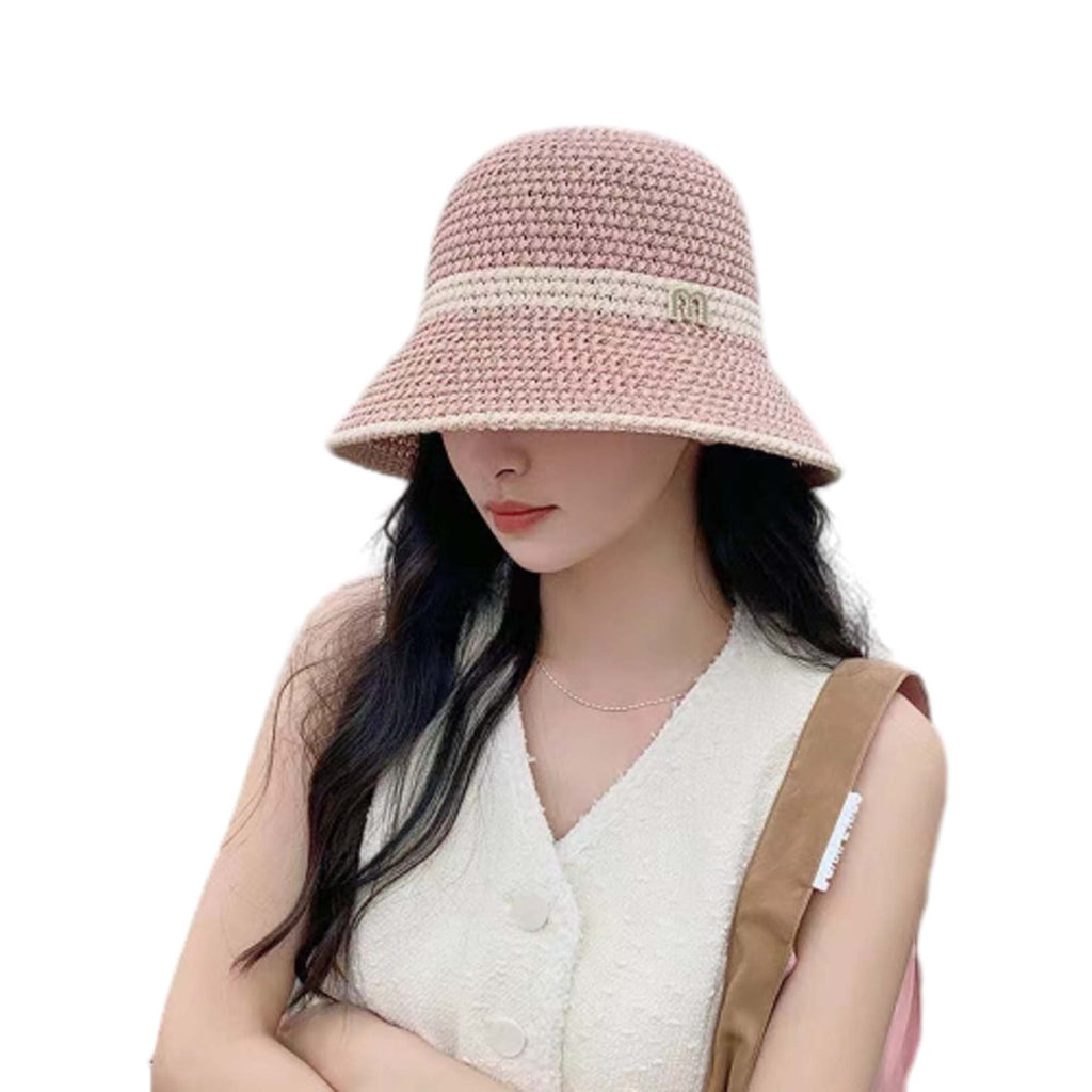 Letter Decor Women Sun Protection Fashionable Bucket Hat