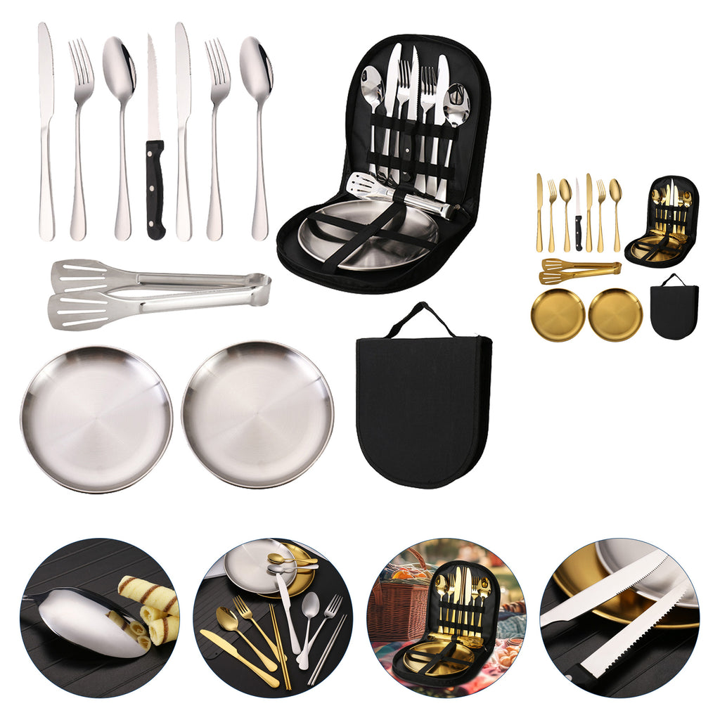 Outdoor Camping Silverware Set Flatware Organizer Cutlery Picnic Set