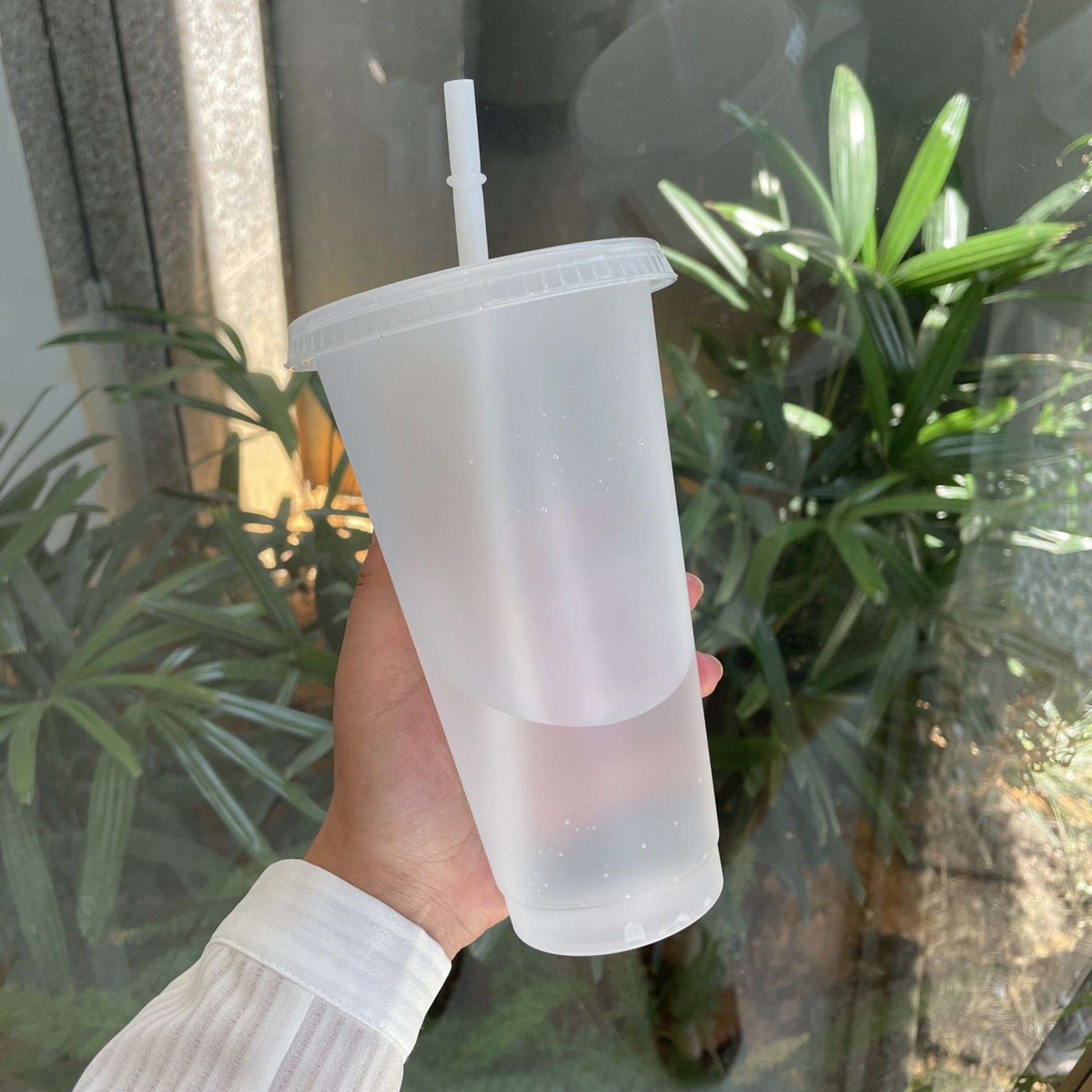 24oz Drinking Cups with Lid and Straw
