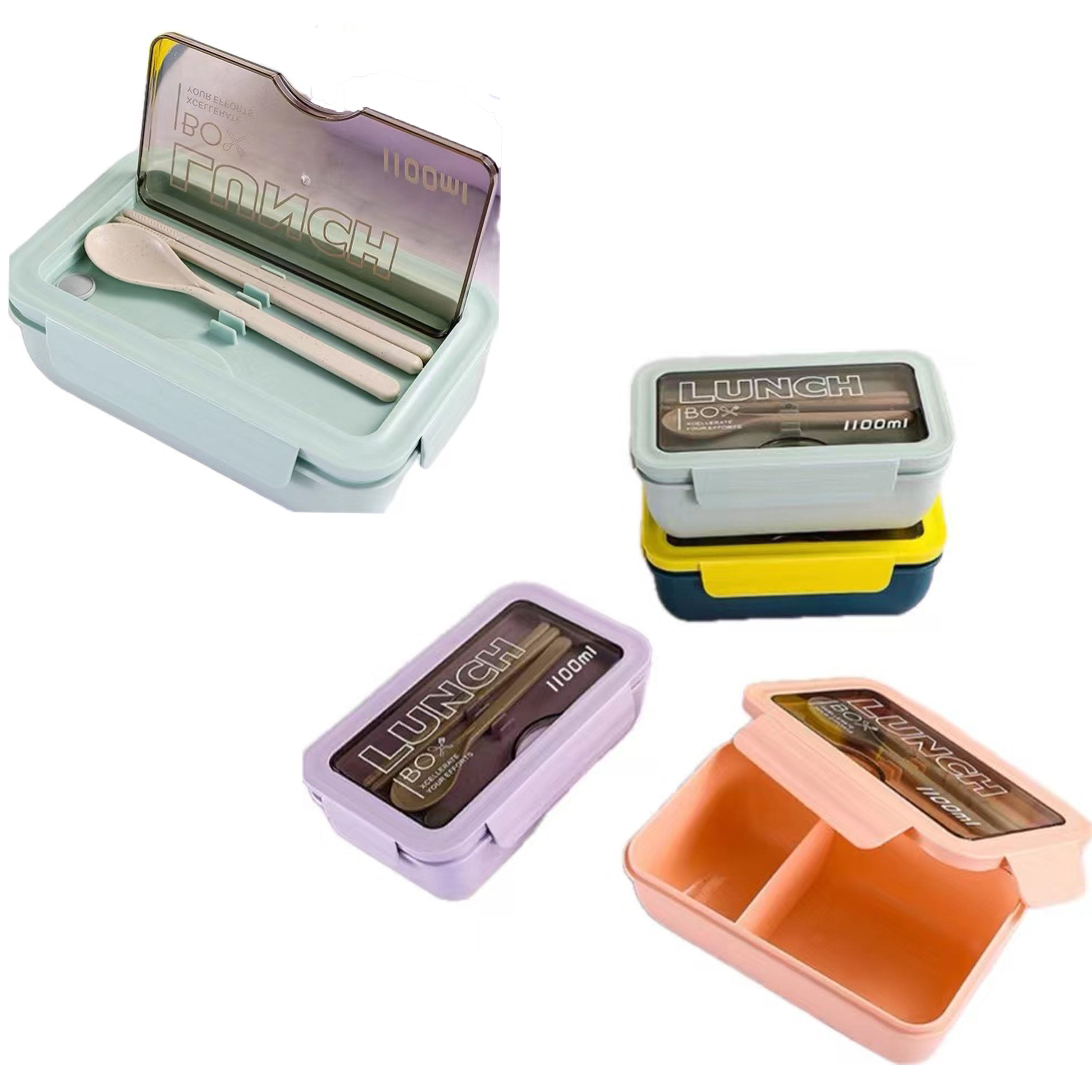 Portable Lunch Box With Lids Utensils