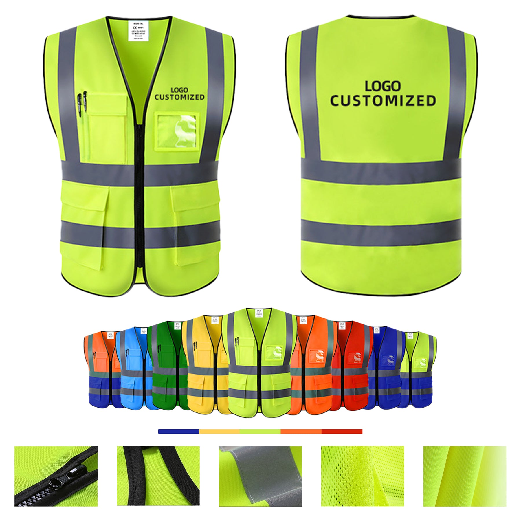 Double Band Reflective Tape Safety Loop & Hook Vest