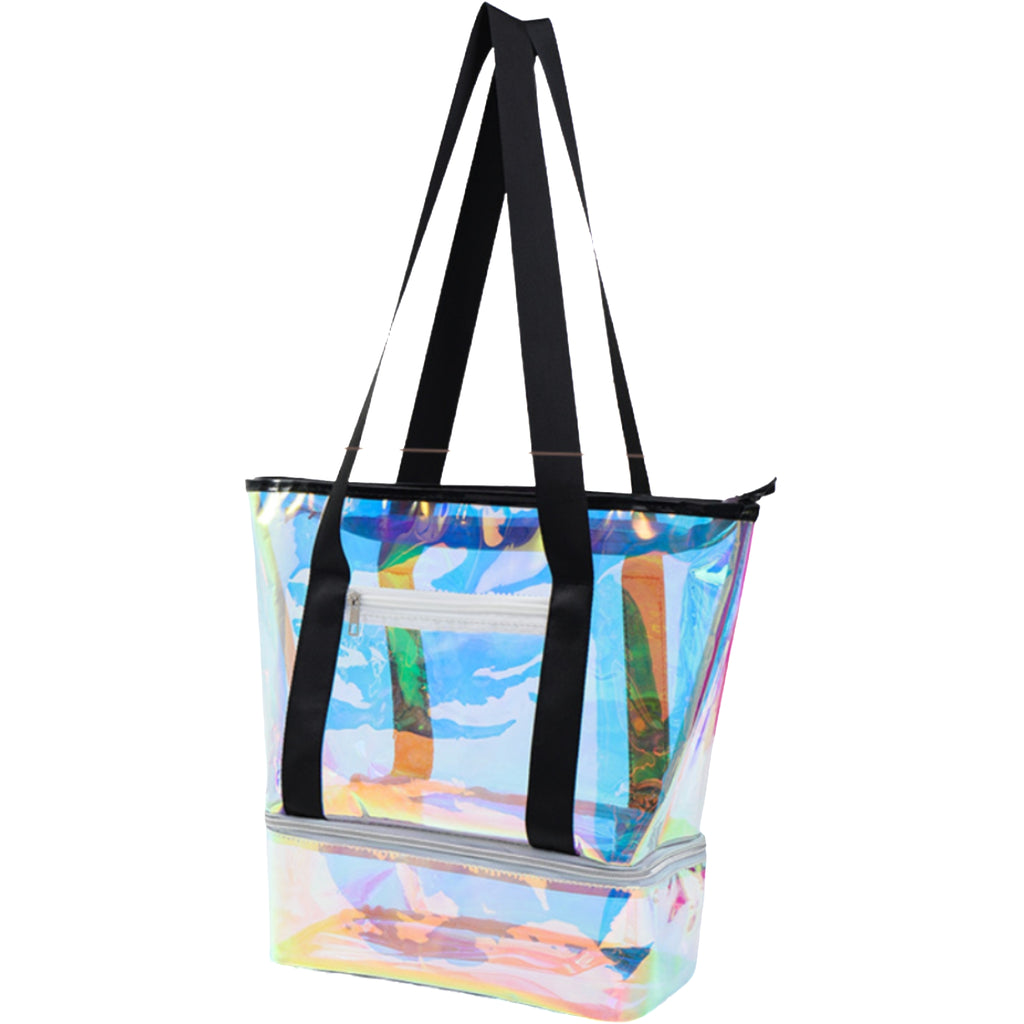 PVC Holographic Wet Dry Beach Bag Separate Shoe Compartment