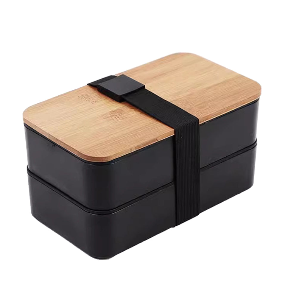 Double Decker Lunch Box With Bamboo Lid And Utensils