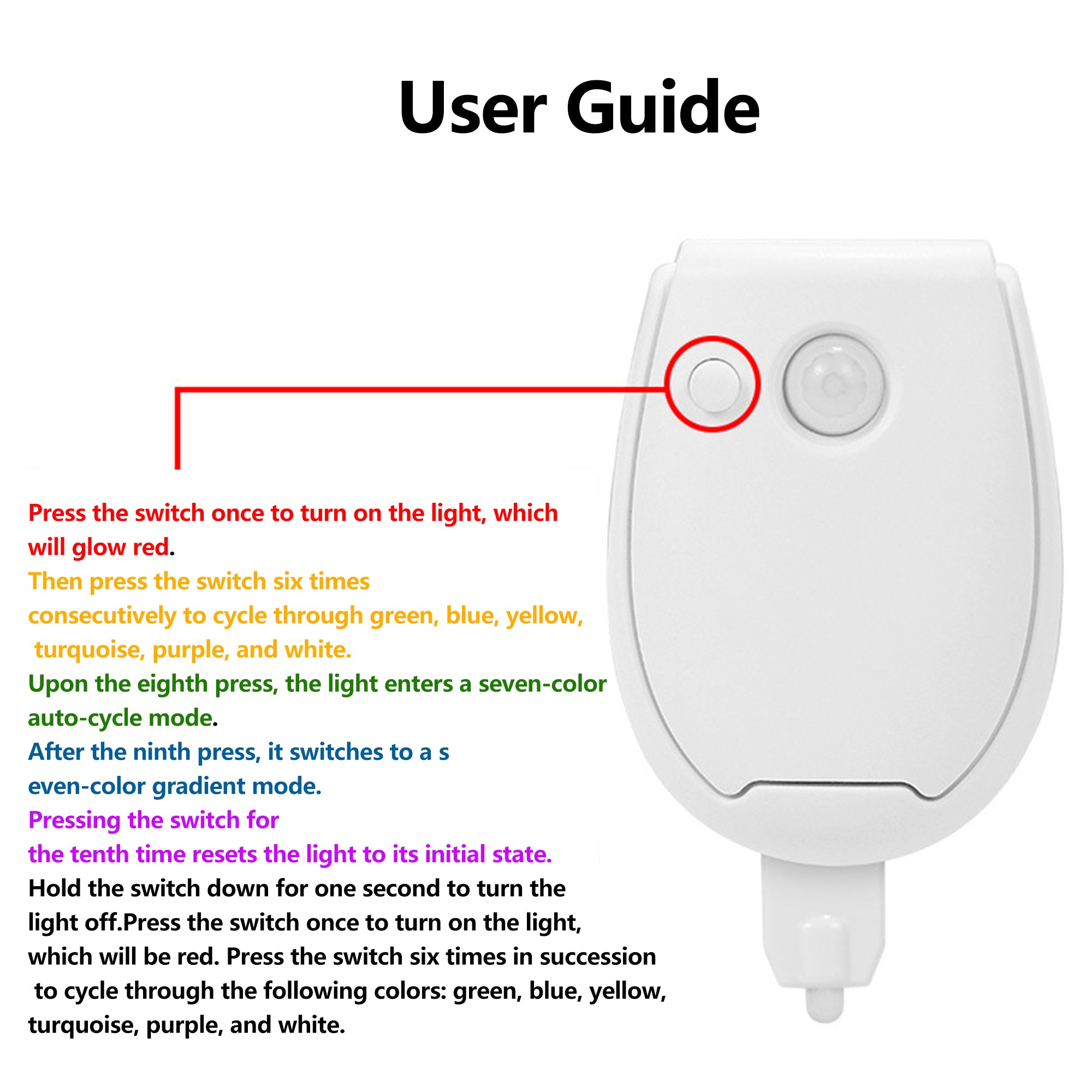 Toilet Bowl Nightlight With Motion Detection For Bathroom