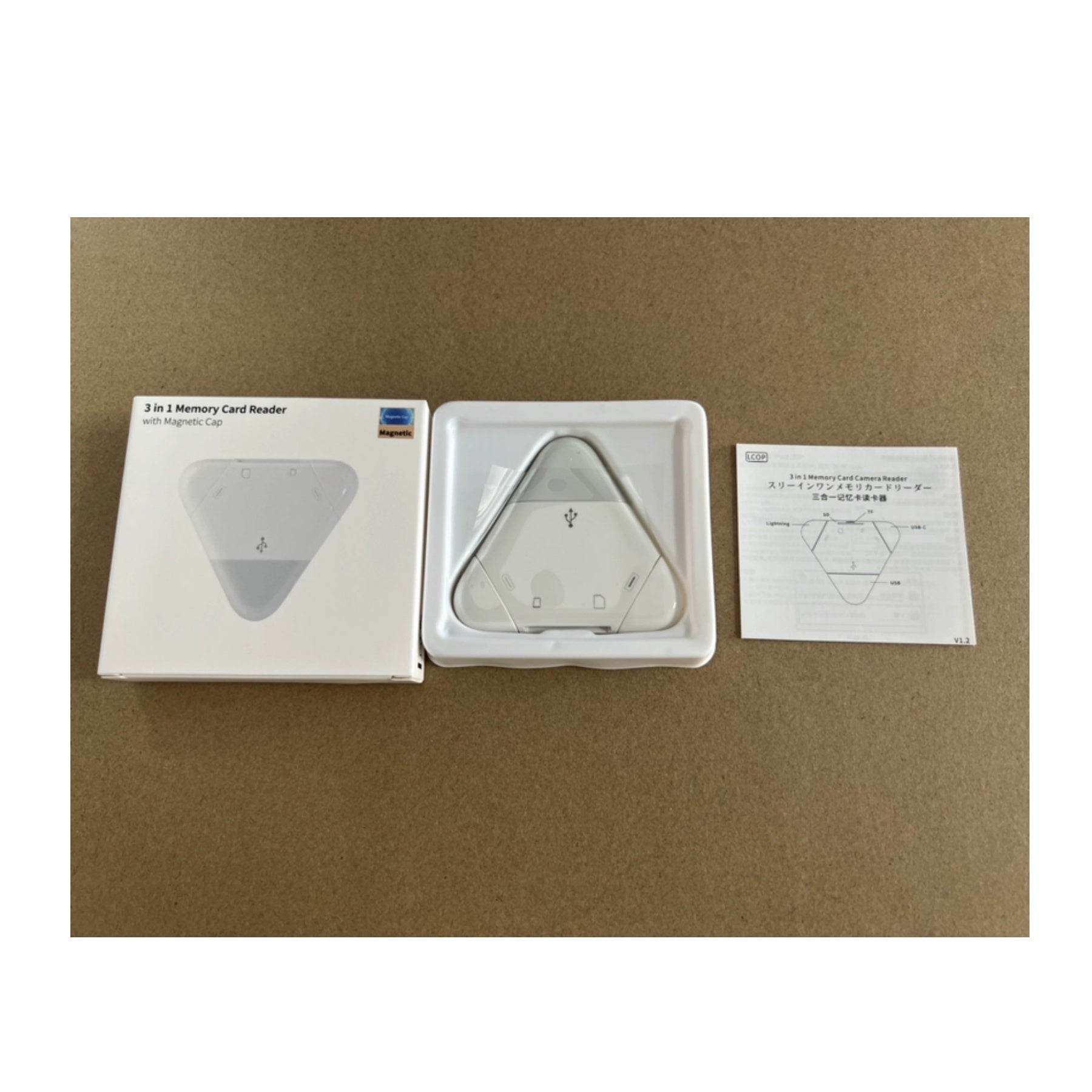 Magnetic Triangle USB Type C Memory Card Reader