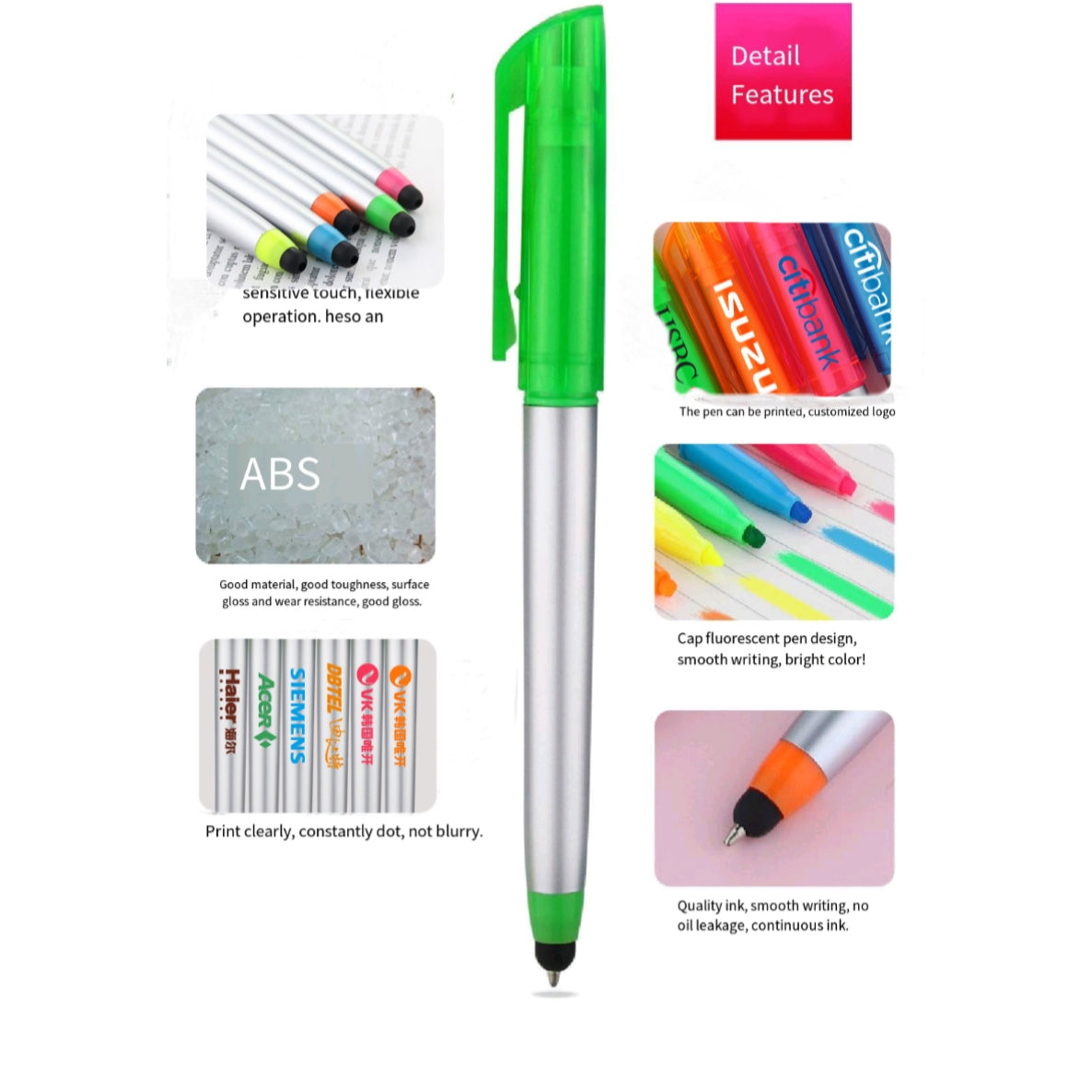 Highlighter, Ballpoint Pen And Stylus Pen 3 - in - 1