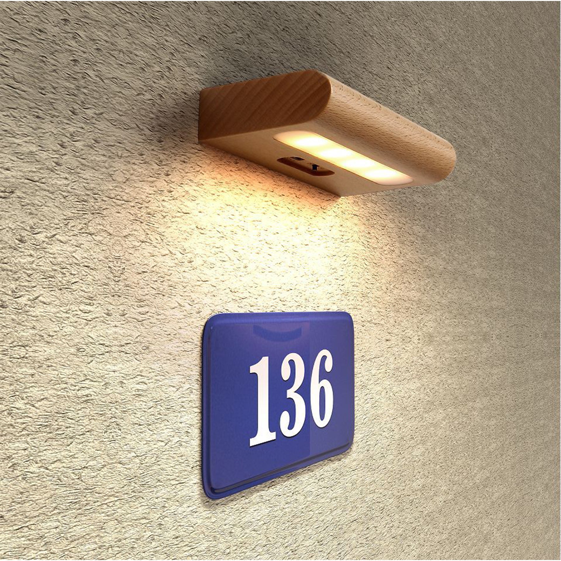 Solar Rechargeable Wood Wall Light Lamp
