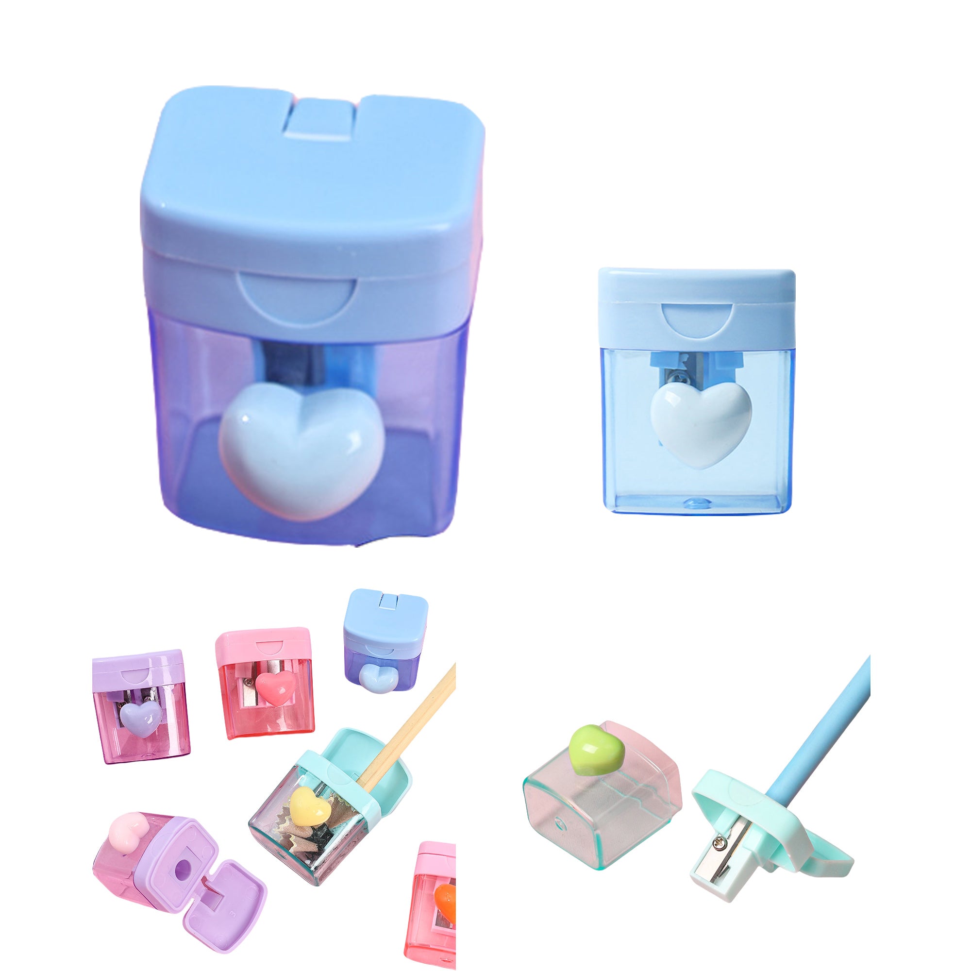Macaron Cartoon Pencil Sharpener - 4-Color Heart-Shaped
