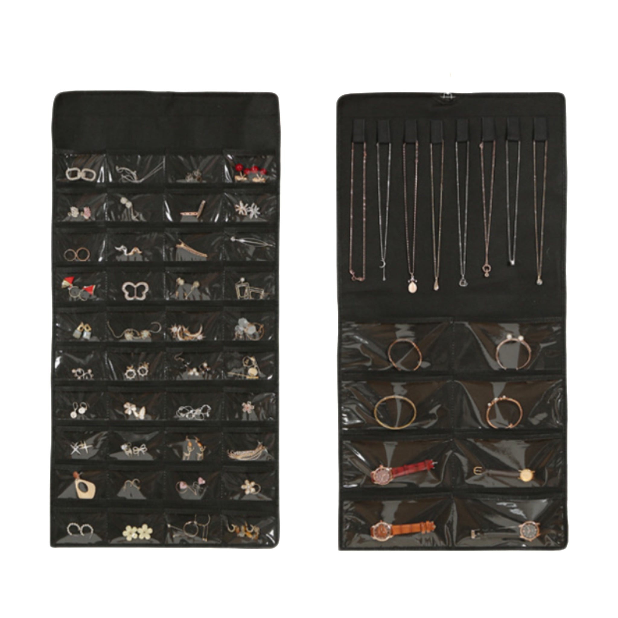 Double Sided Clear Jewelry Organizer Hanging Bag