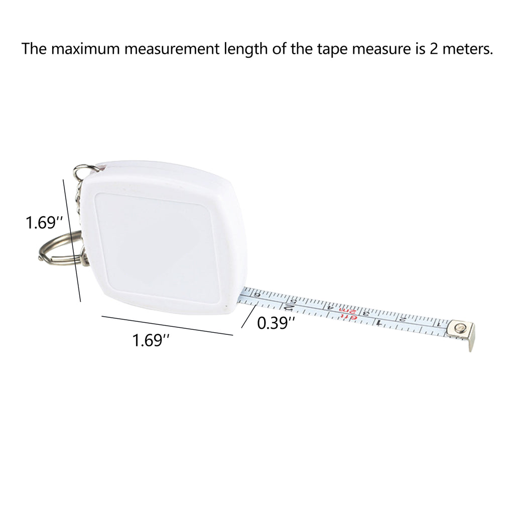2M/6ft Square Steeless Pocket Measuring Tape With Keychain