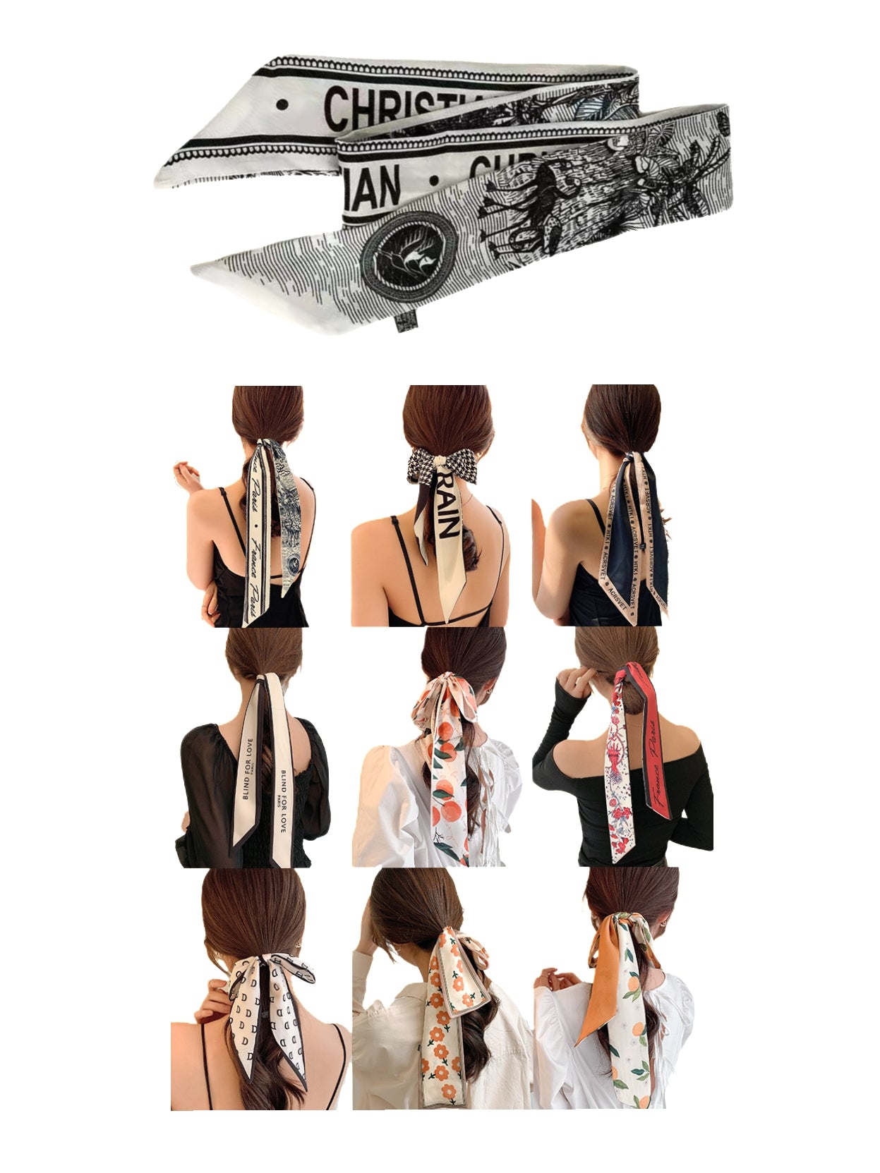 Silk Scarf Hair - tie Decoration