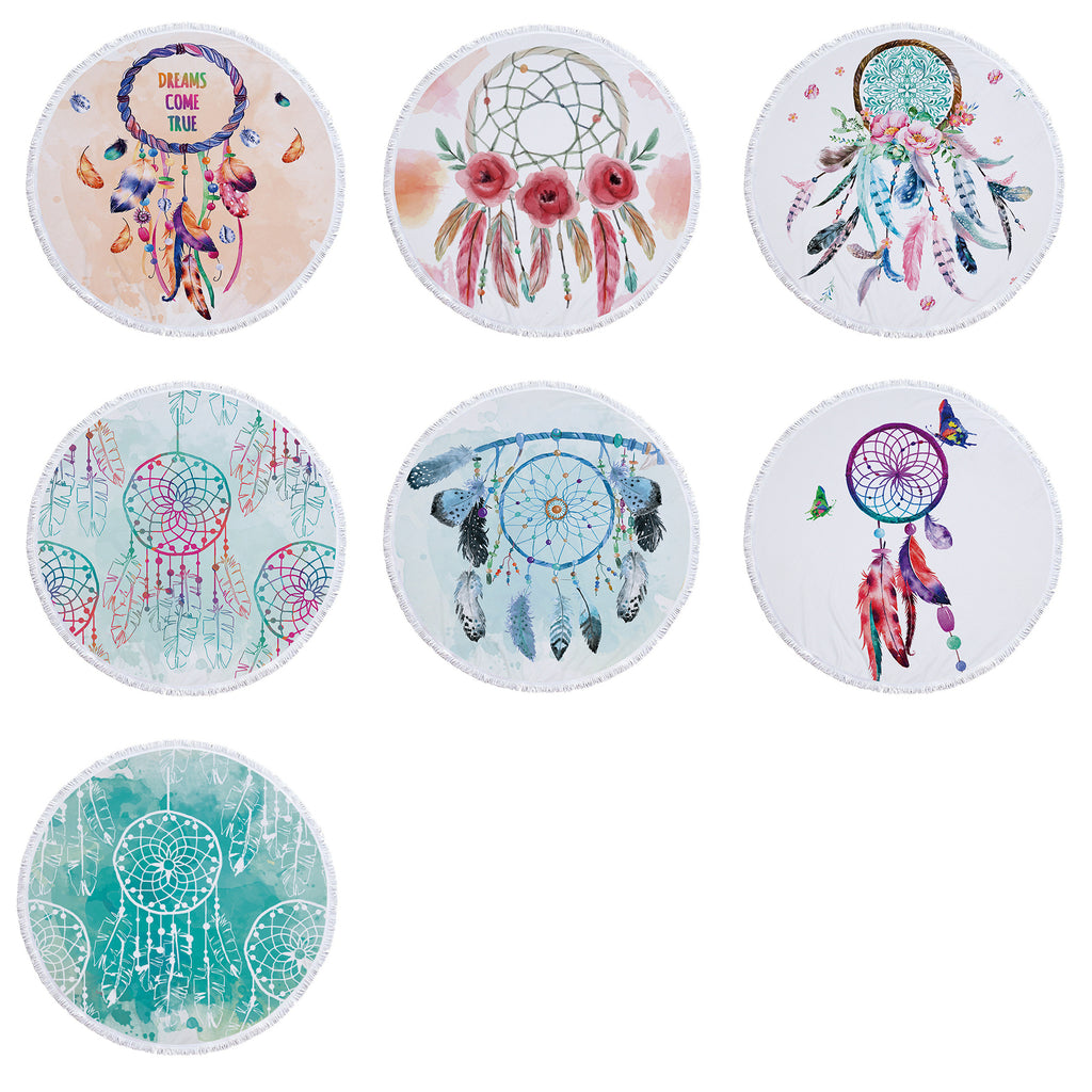 Dreamcatcher Printing Round Beach Towel With Tassels