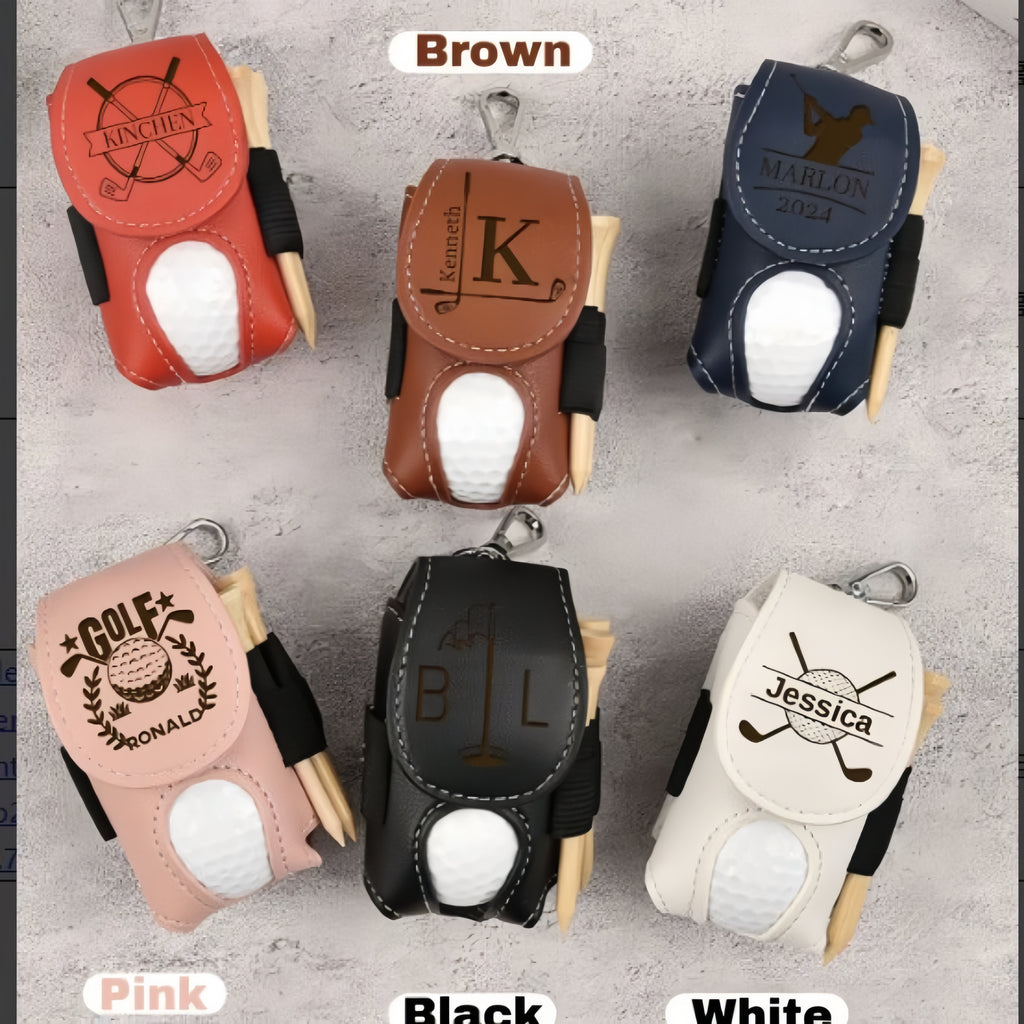 Golf Ball Bags Storage Bags Pu Leather Waist Golf Ball Pouch With Golf Belt Ball Bags