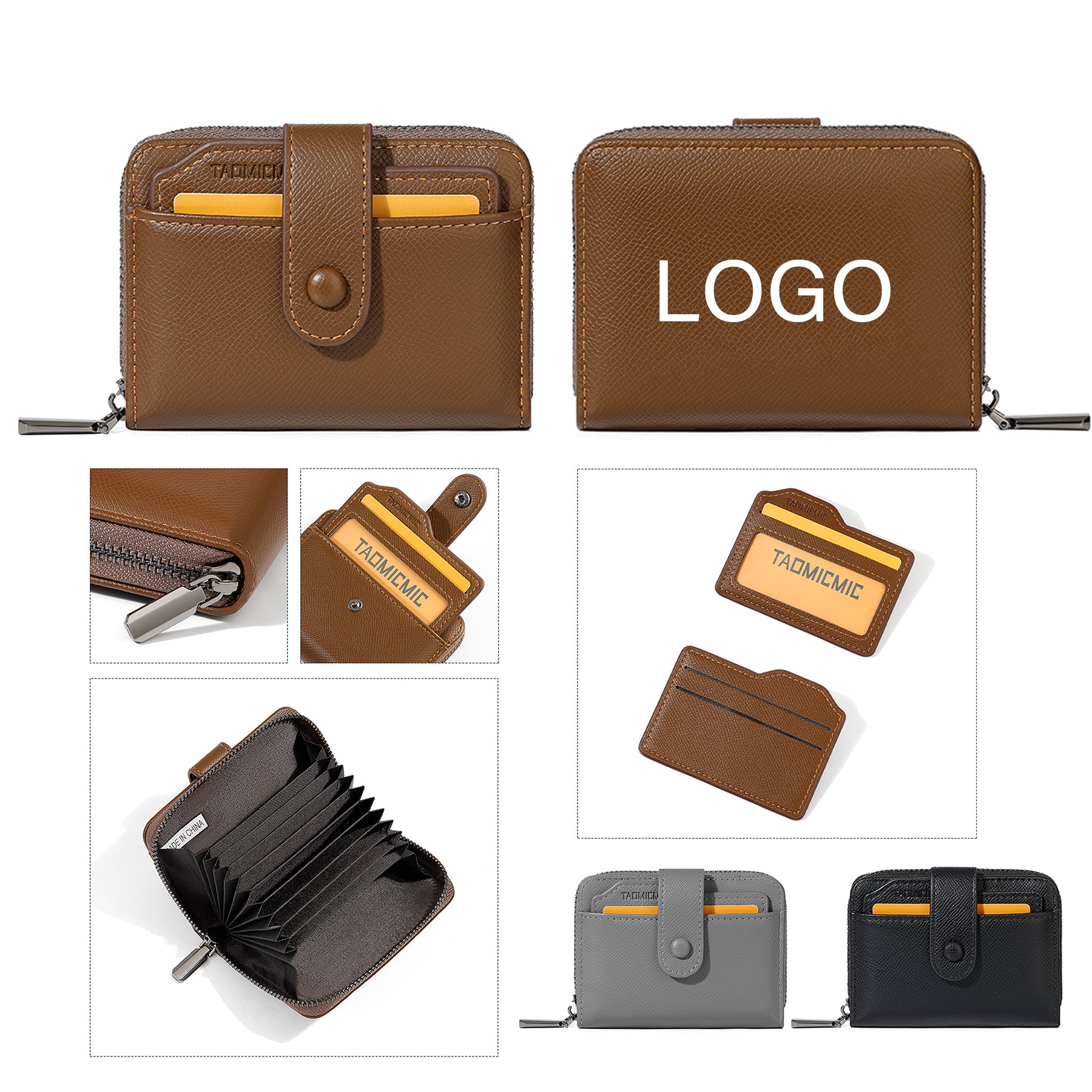 Leather Zipper Credit Card Case