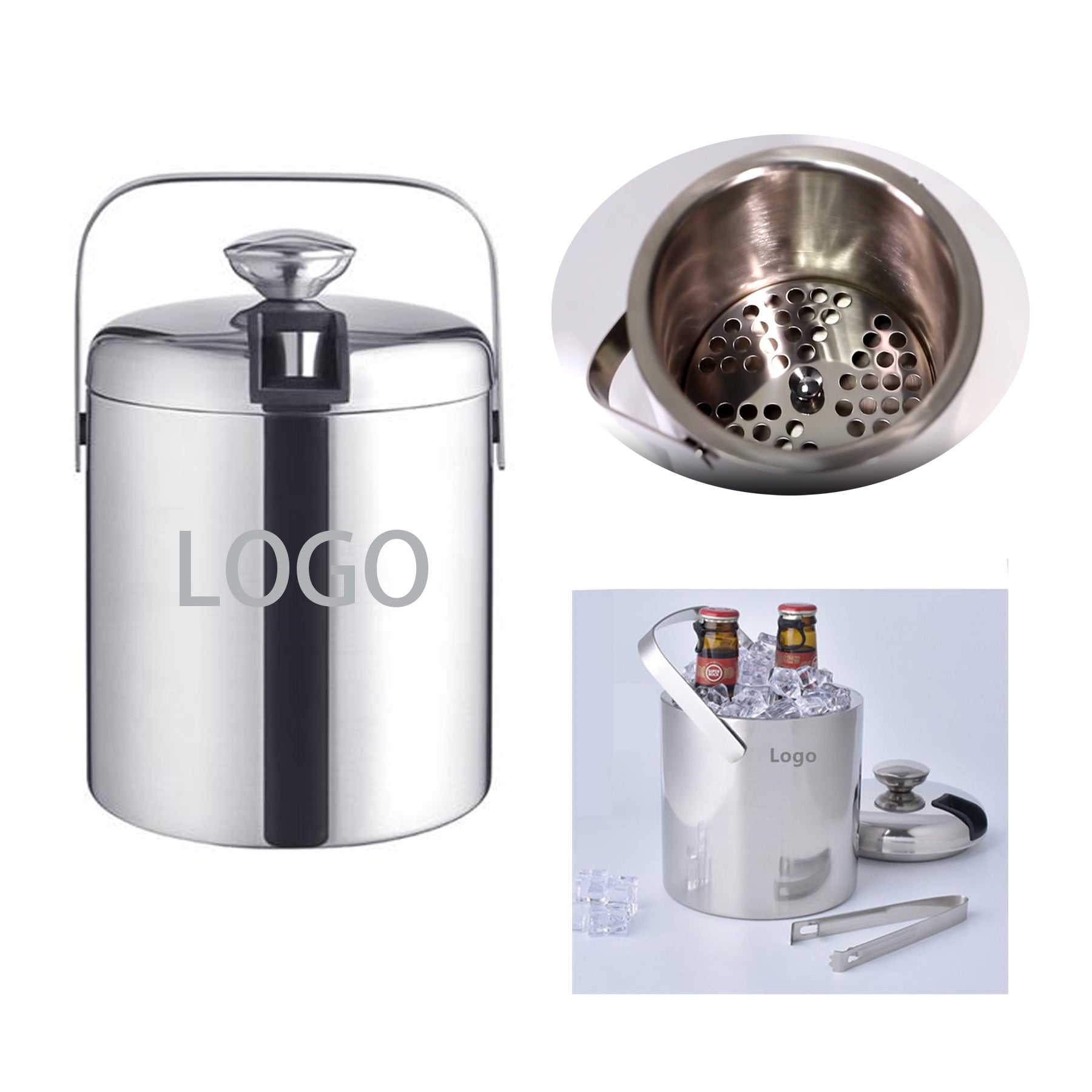Double-Wall Stainless Steel Insulated Ice Bucket