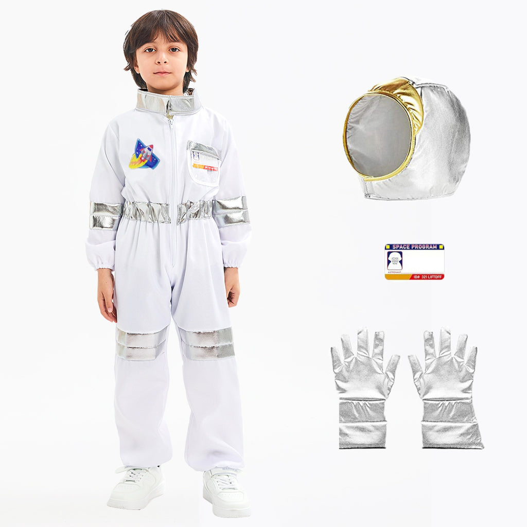 Kids Astronaut Costume Halloween NASA Suit Gloves Attached