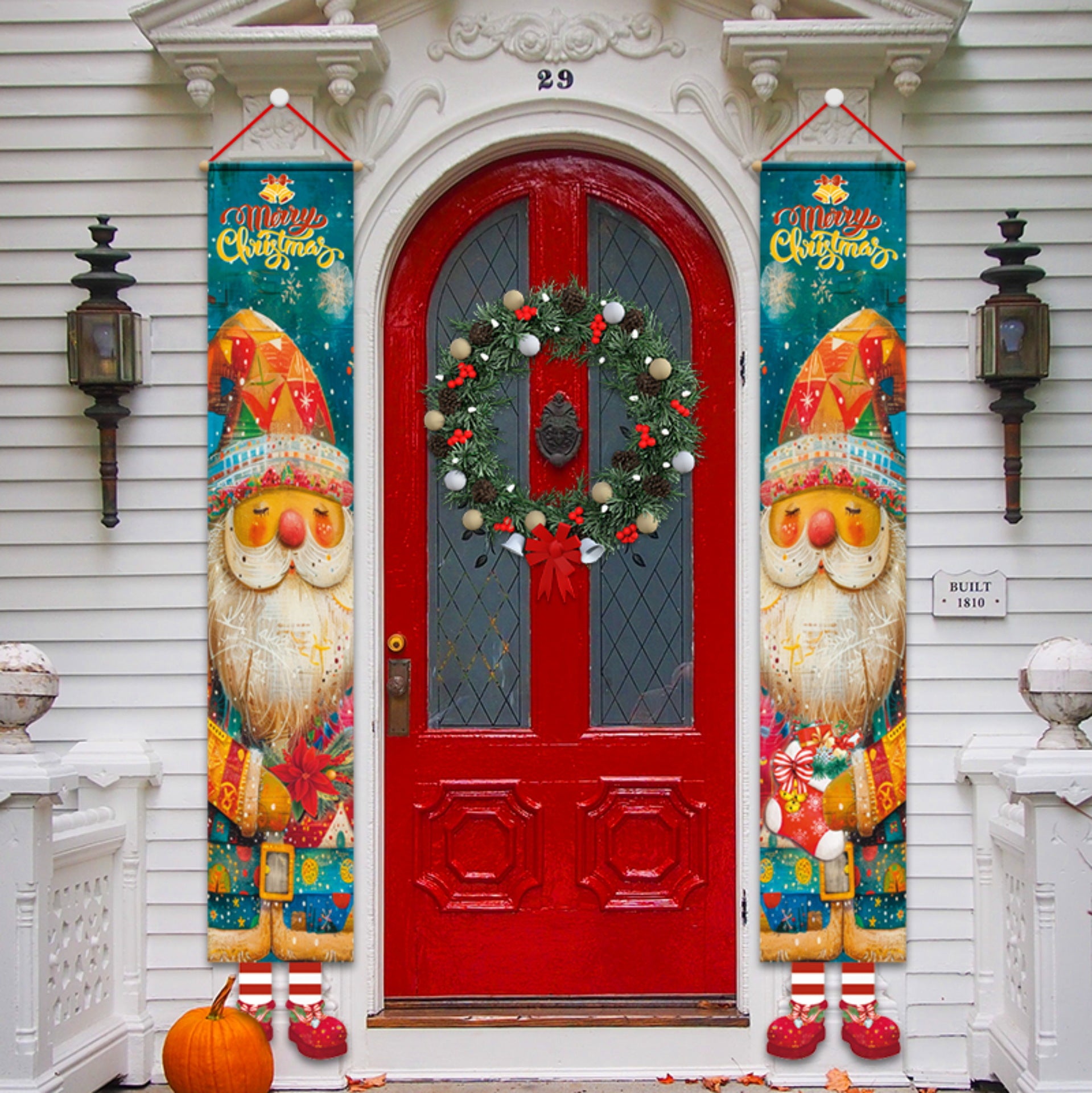 Christmas Door Decorations Xmas Porch Banner Hanging Banners Couplet