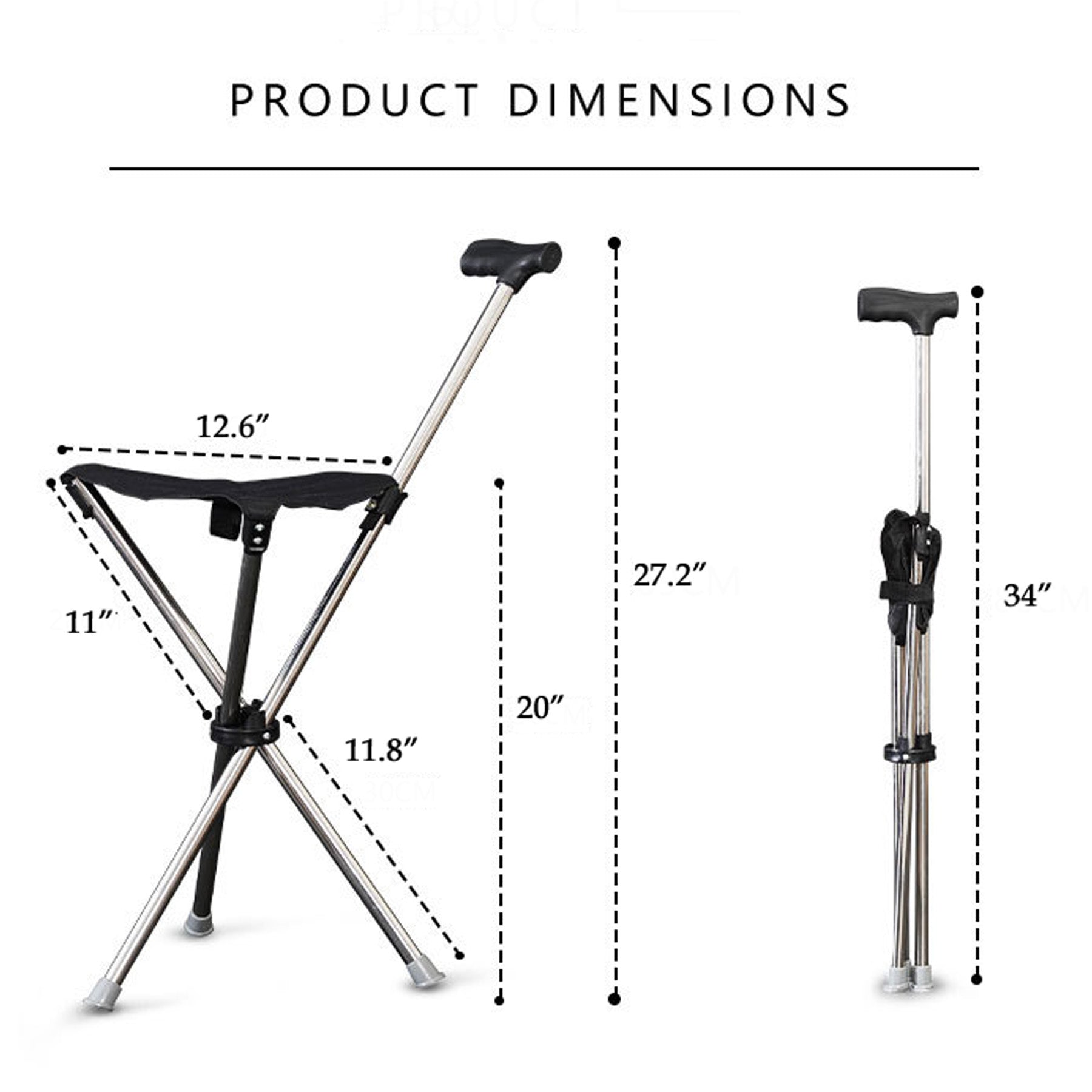 Foldable Walking Cane With Seat