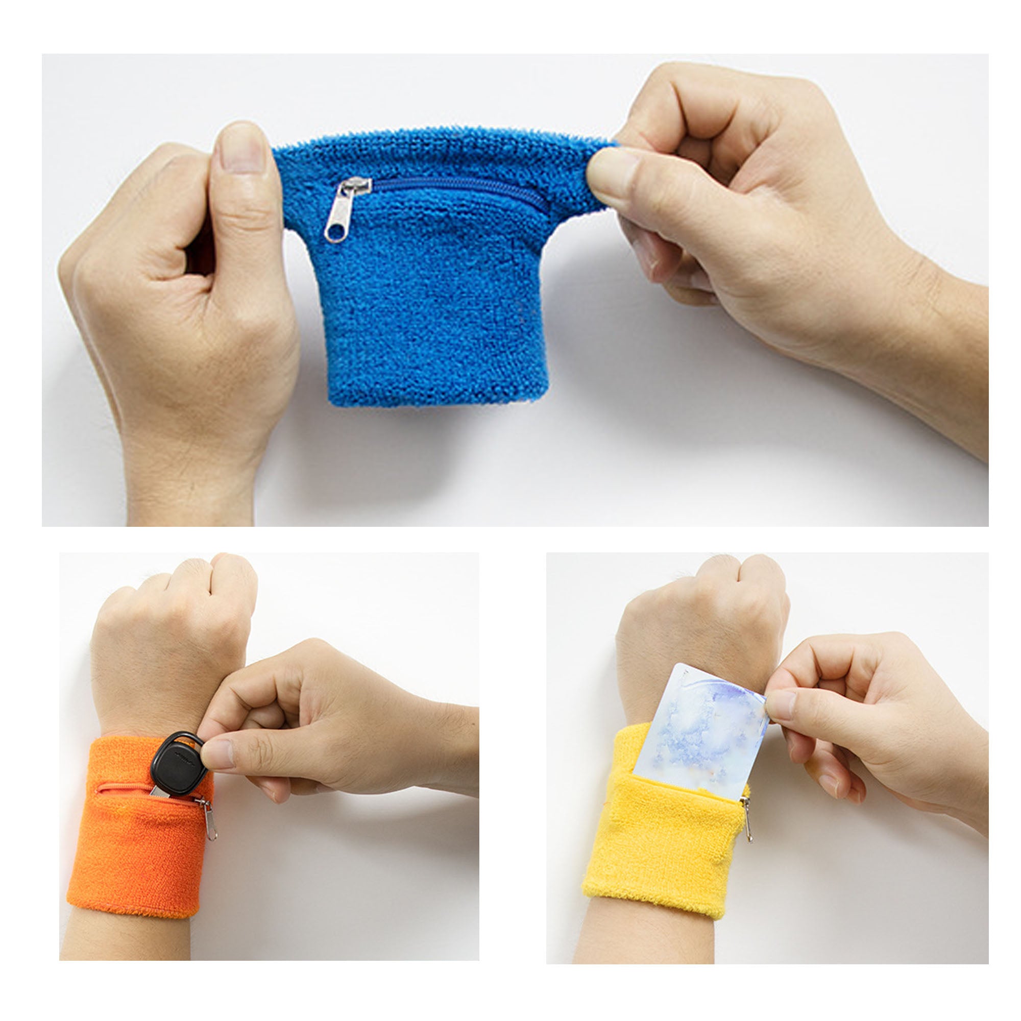 Knit Sports Wristbands With Zipper Pocket