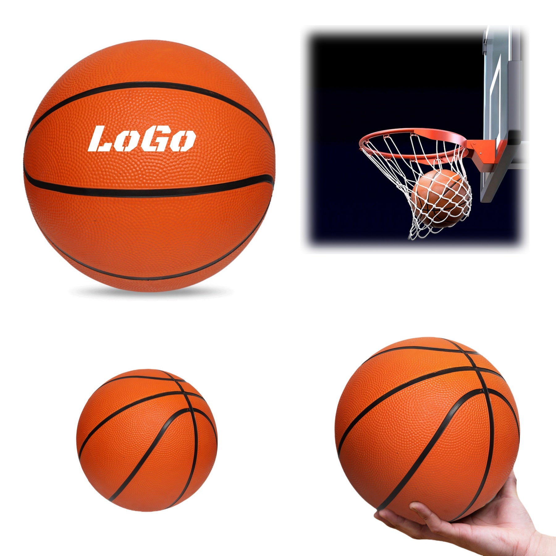 Size 7 Wear-Resistant Rubber Basketball
