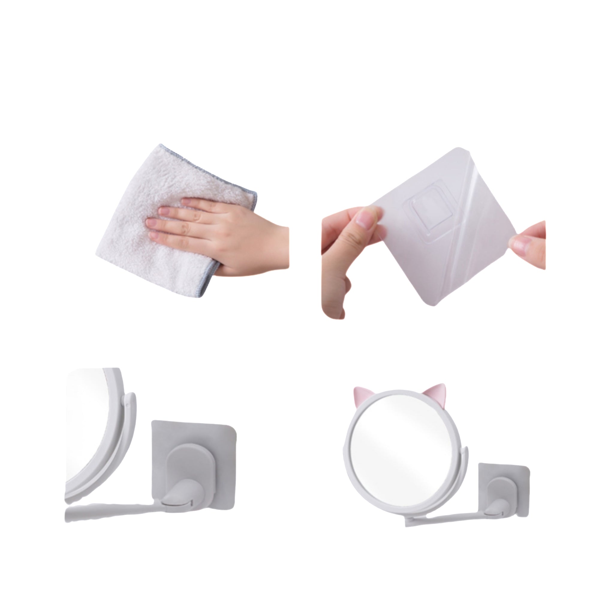 Suction Mounted Rotatable Vanity Mirror Without Drilling