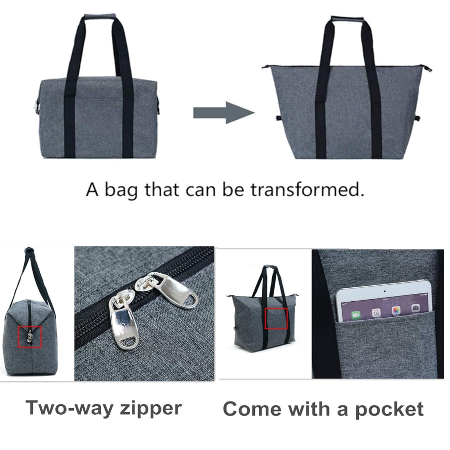 Sustainable Tote Cooler Bag With Zipper