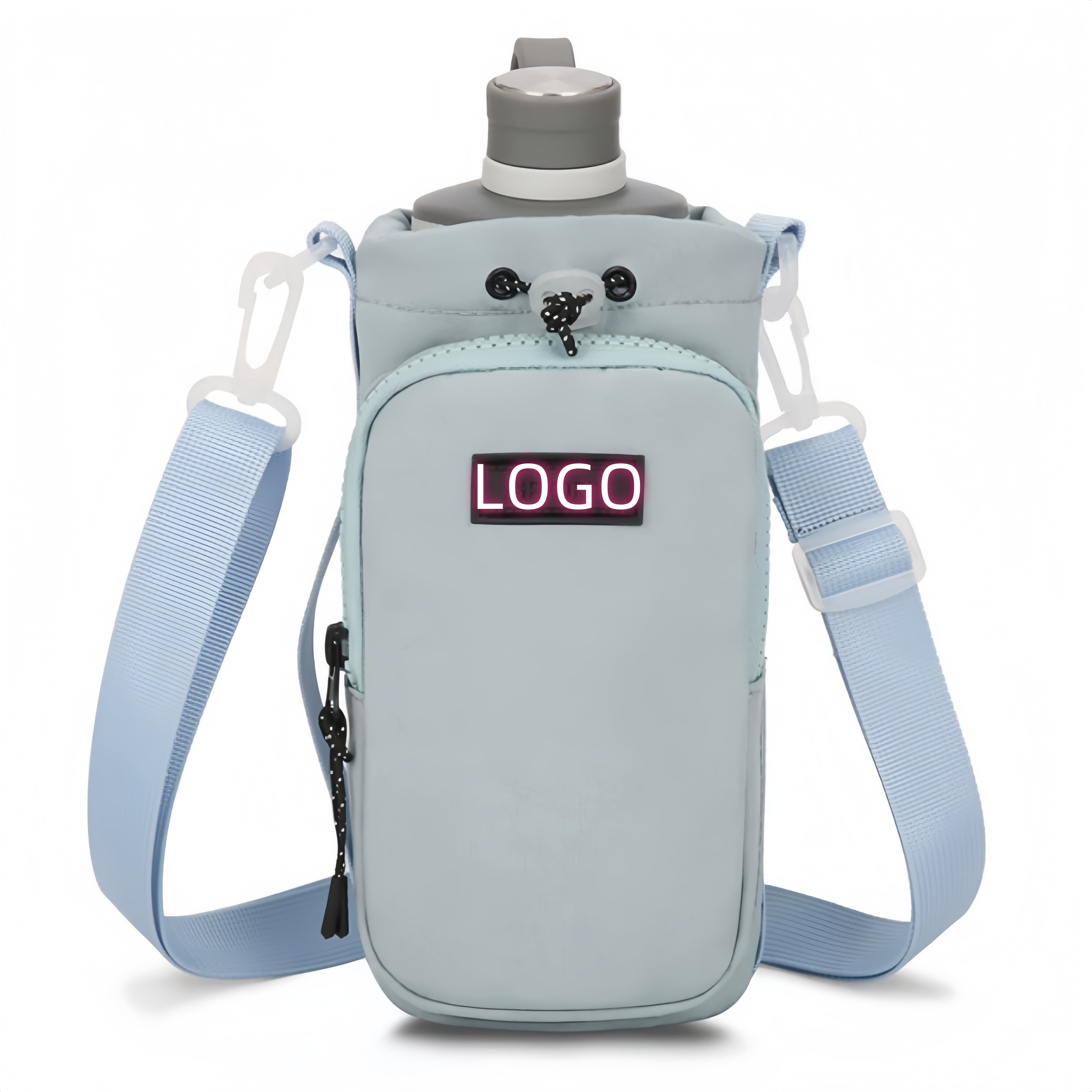 Custom Printing Logo Nylon Crossbody Water Bottle Bag Cup Sleeve
