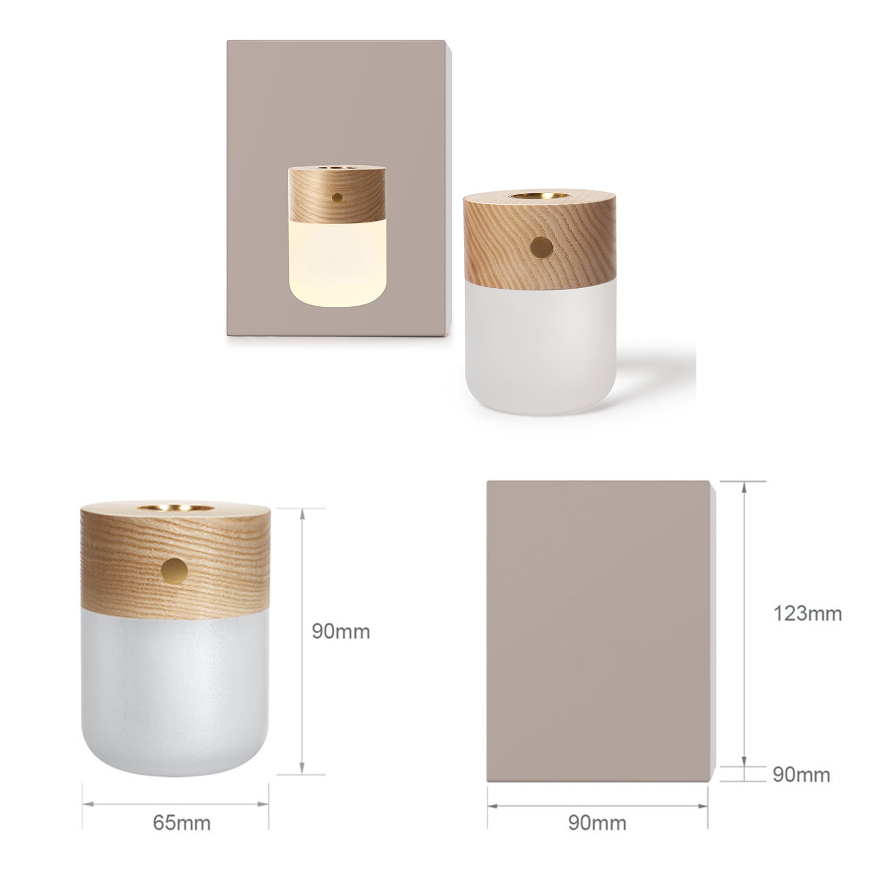 Wood Brass Heated Aromatherapy Led Light Lamp