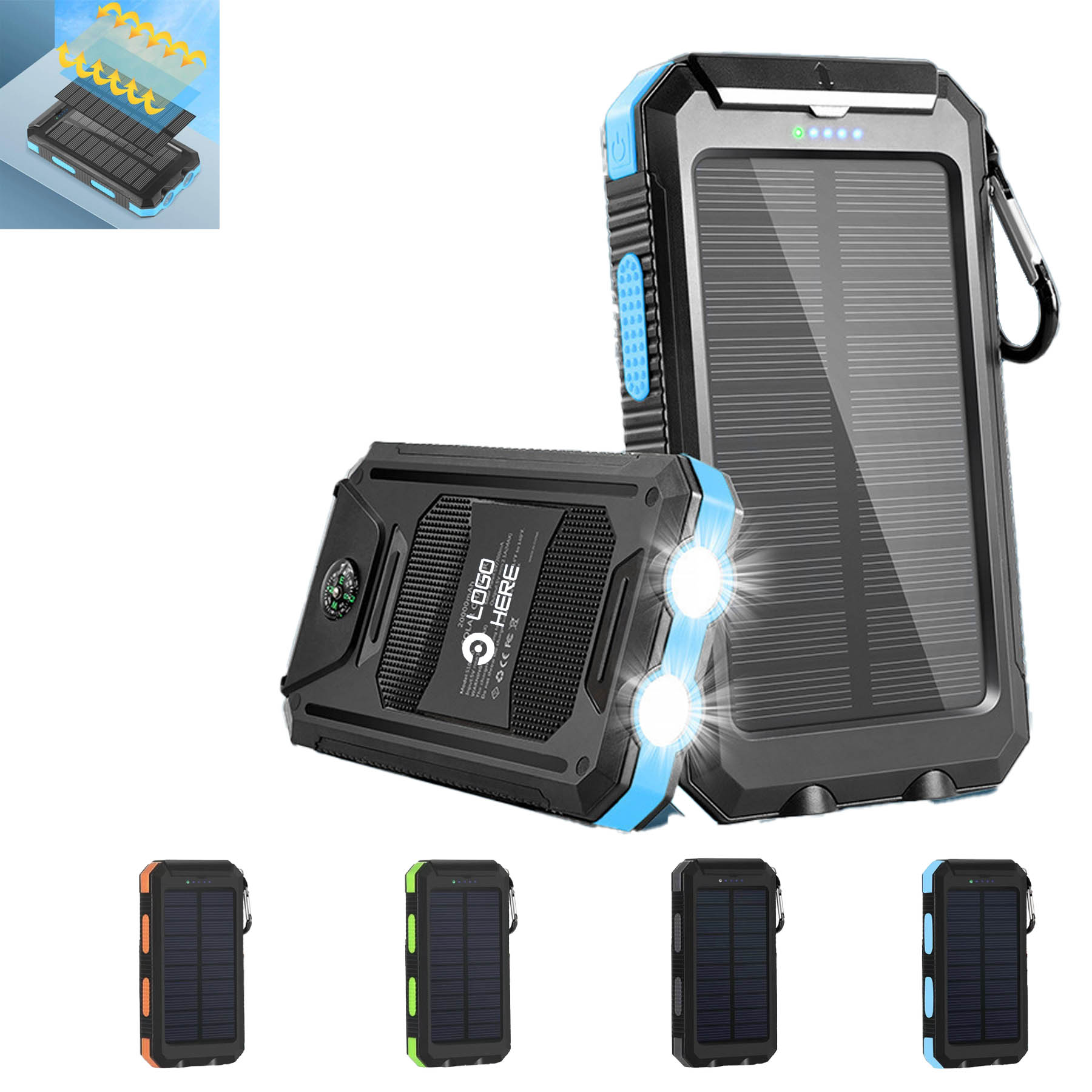 4000Mah Solar Power Bank Compass