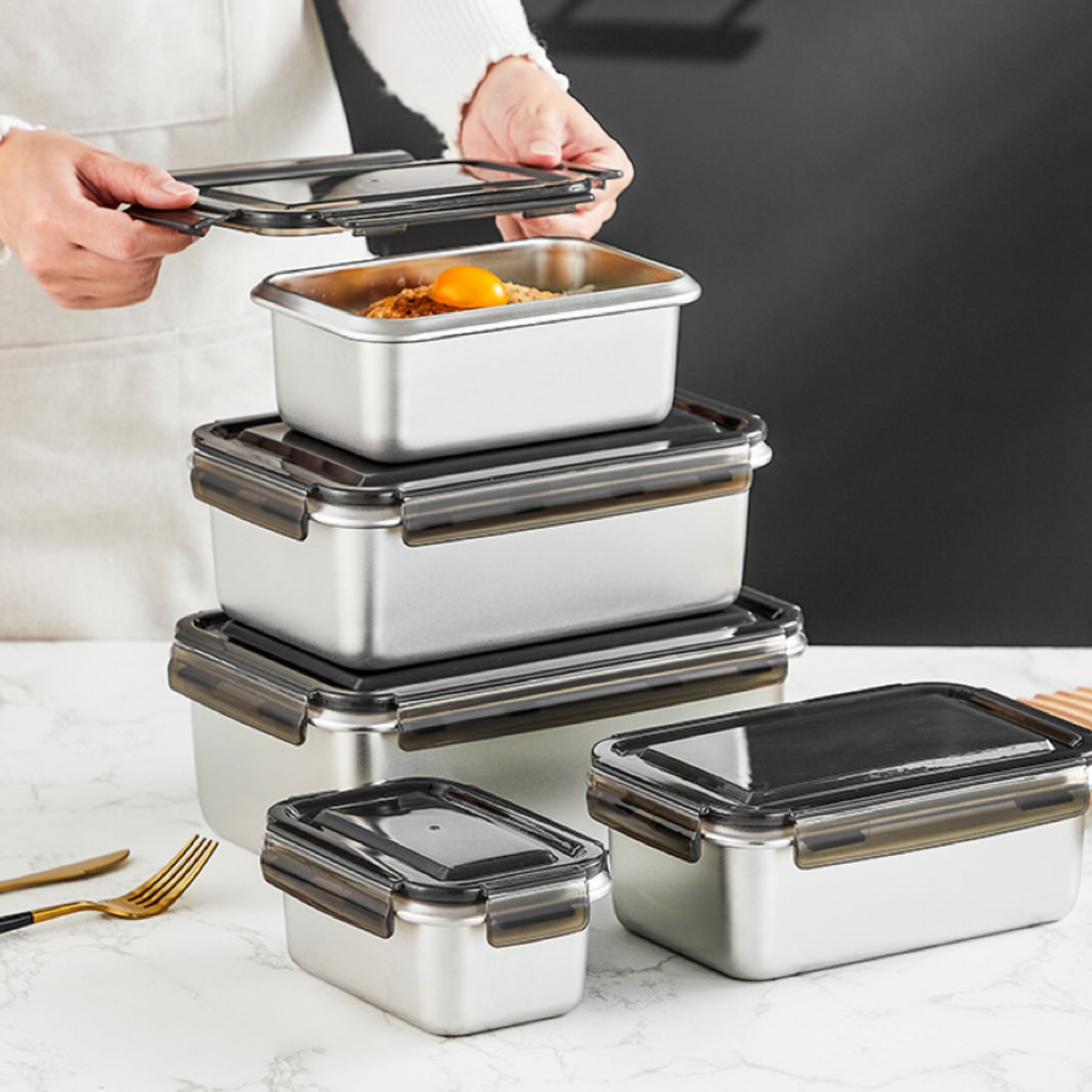 47 Oz 316 Rectangular Stainless Steel Food Storage Container