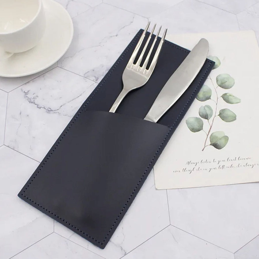 Portable Leather Cutlery Bag