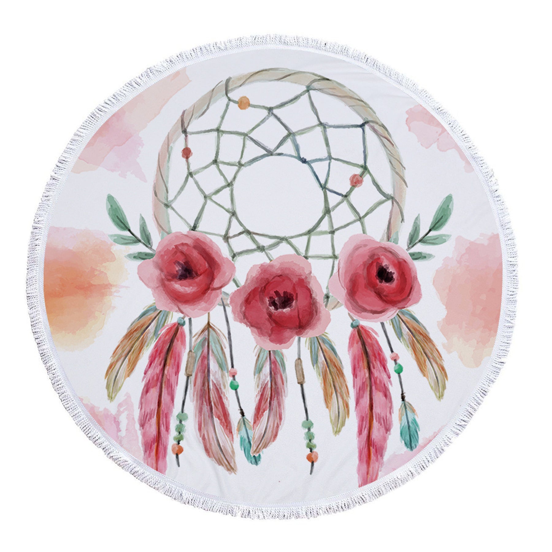 Dreamcatcher Printing Round Beach Towel With Tassels