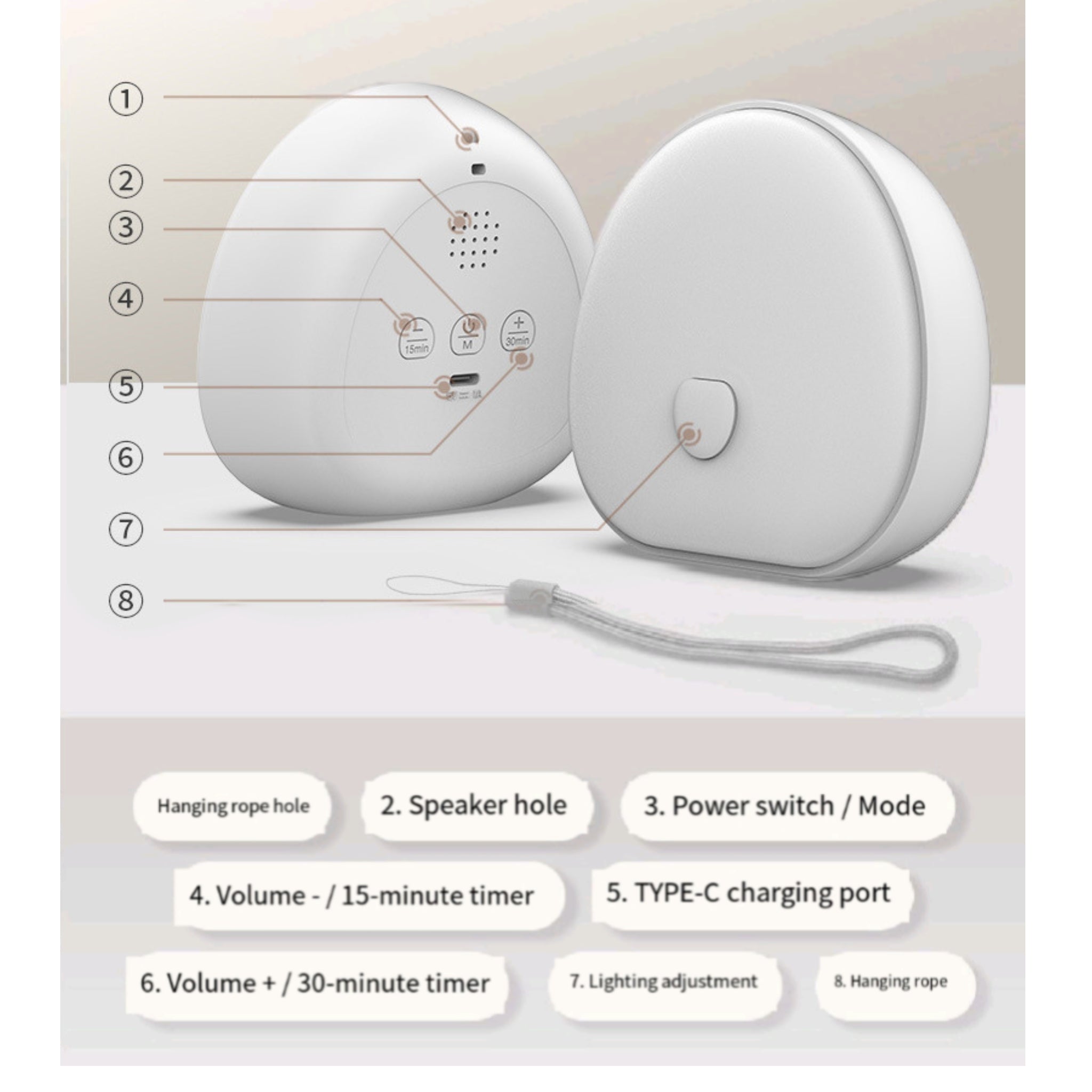 Baby Sound Machine White Noise Night Light Sleep Timer Calm