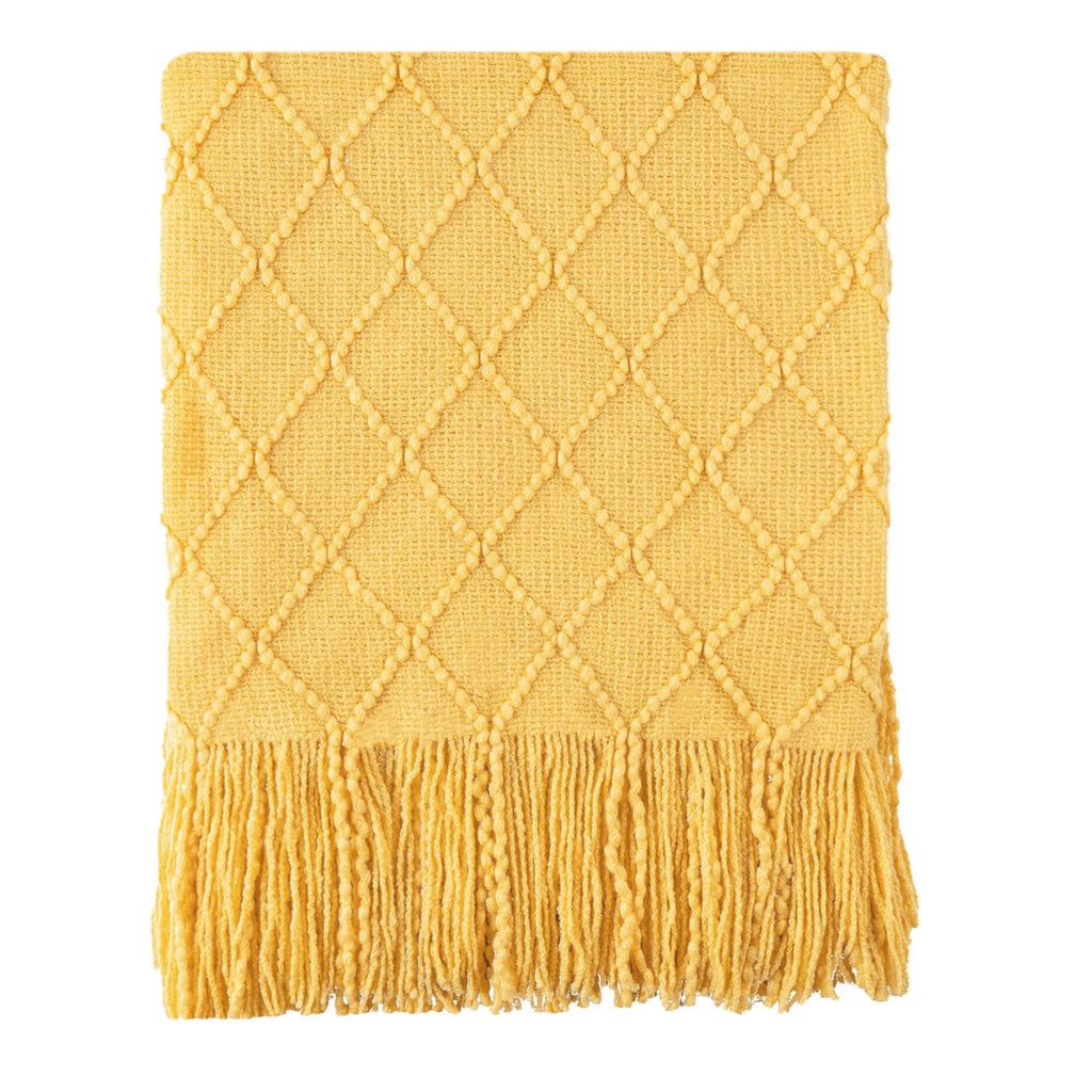 Embroidered Vintage Diamond Knitted Blanket