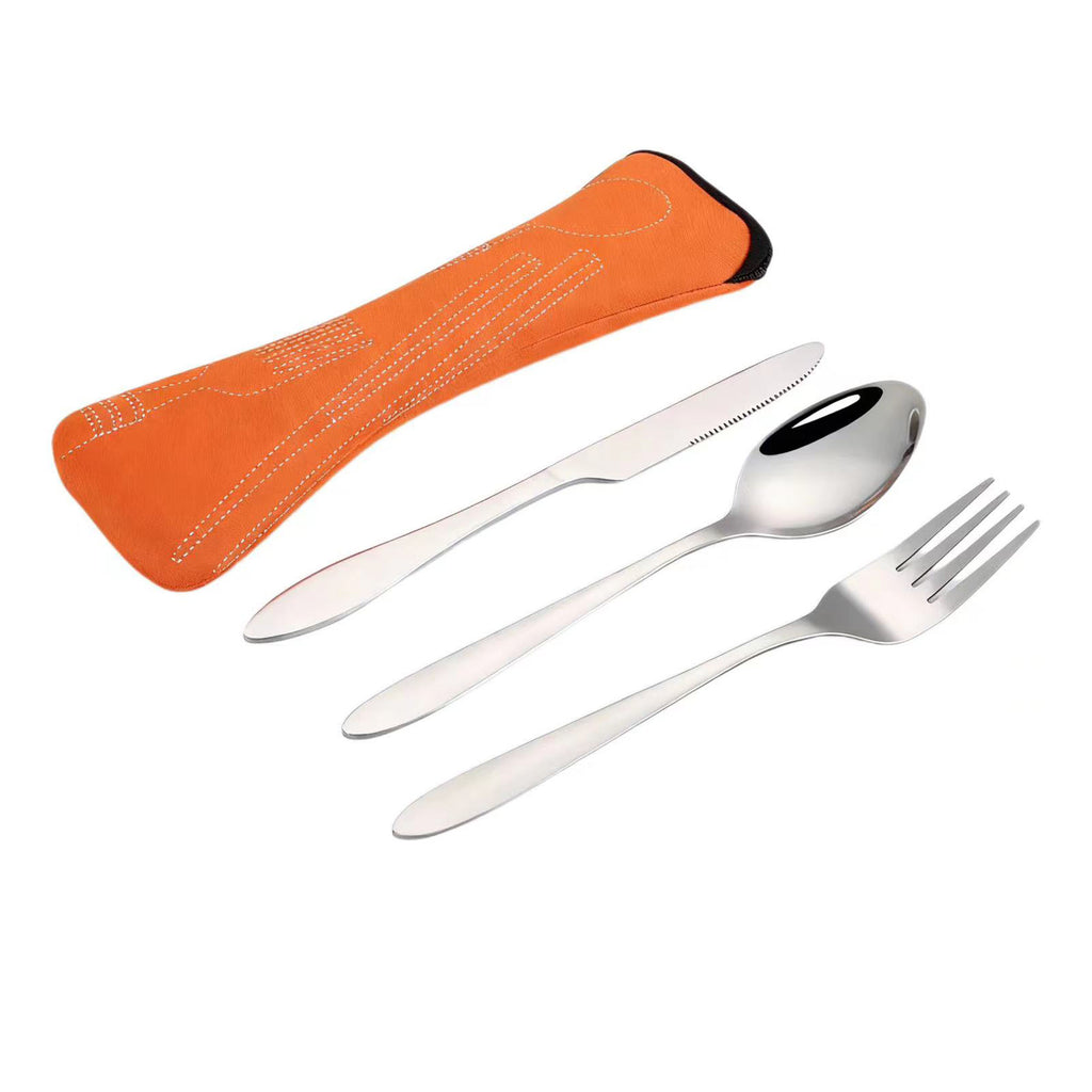 Portable Utensil Set - Fork Spoon Chopsticks with Pouch