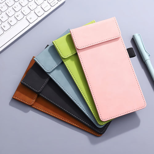 A6 Mini Pocket Magnetic Leather Clipboard